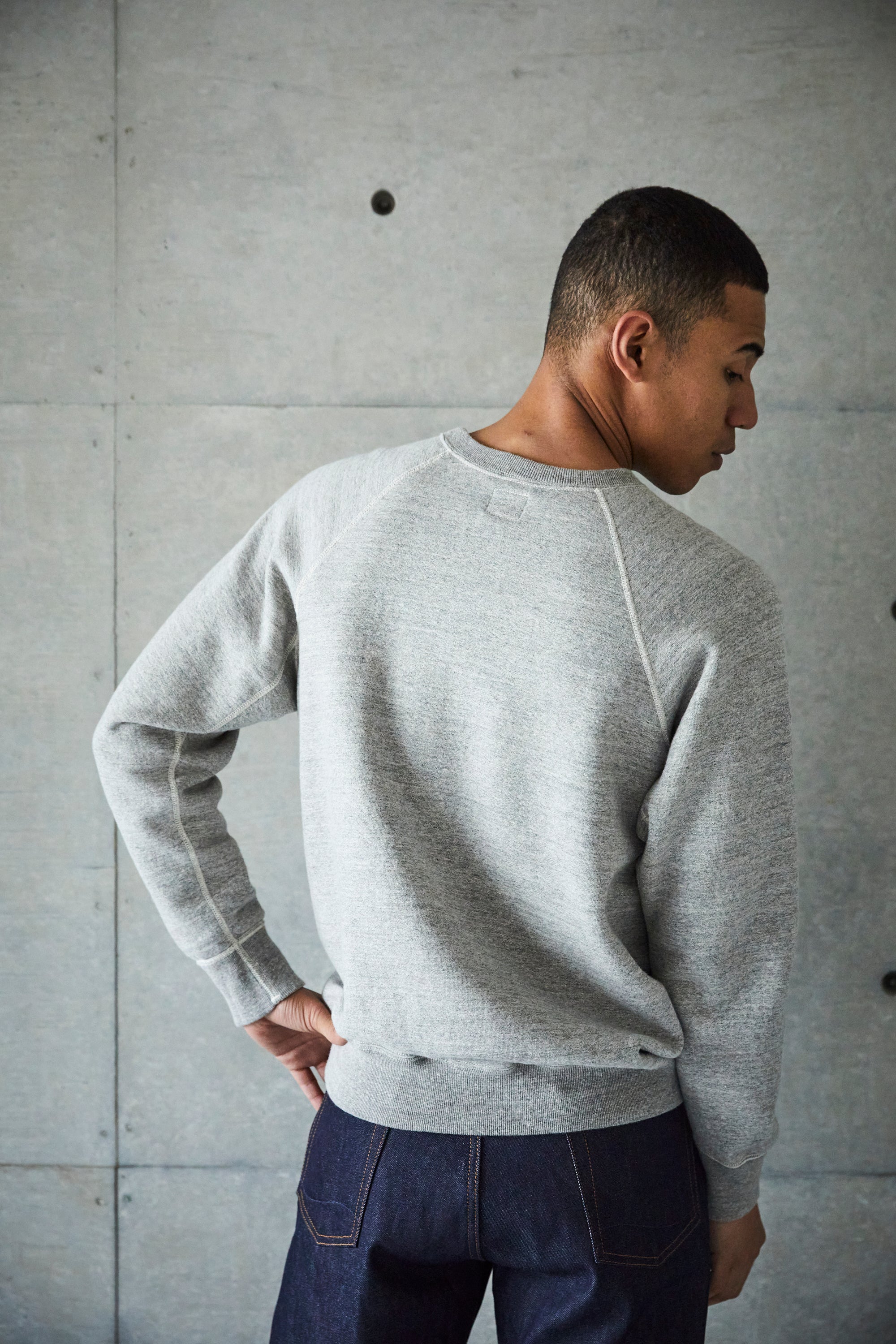 Loop Wheel Crew Neck Sweat Shirt - Heather Grey