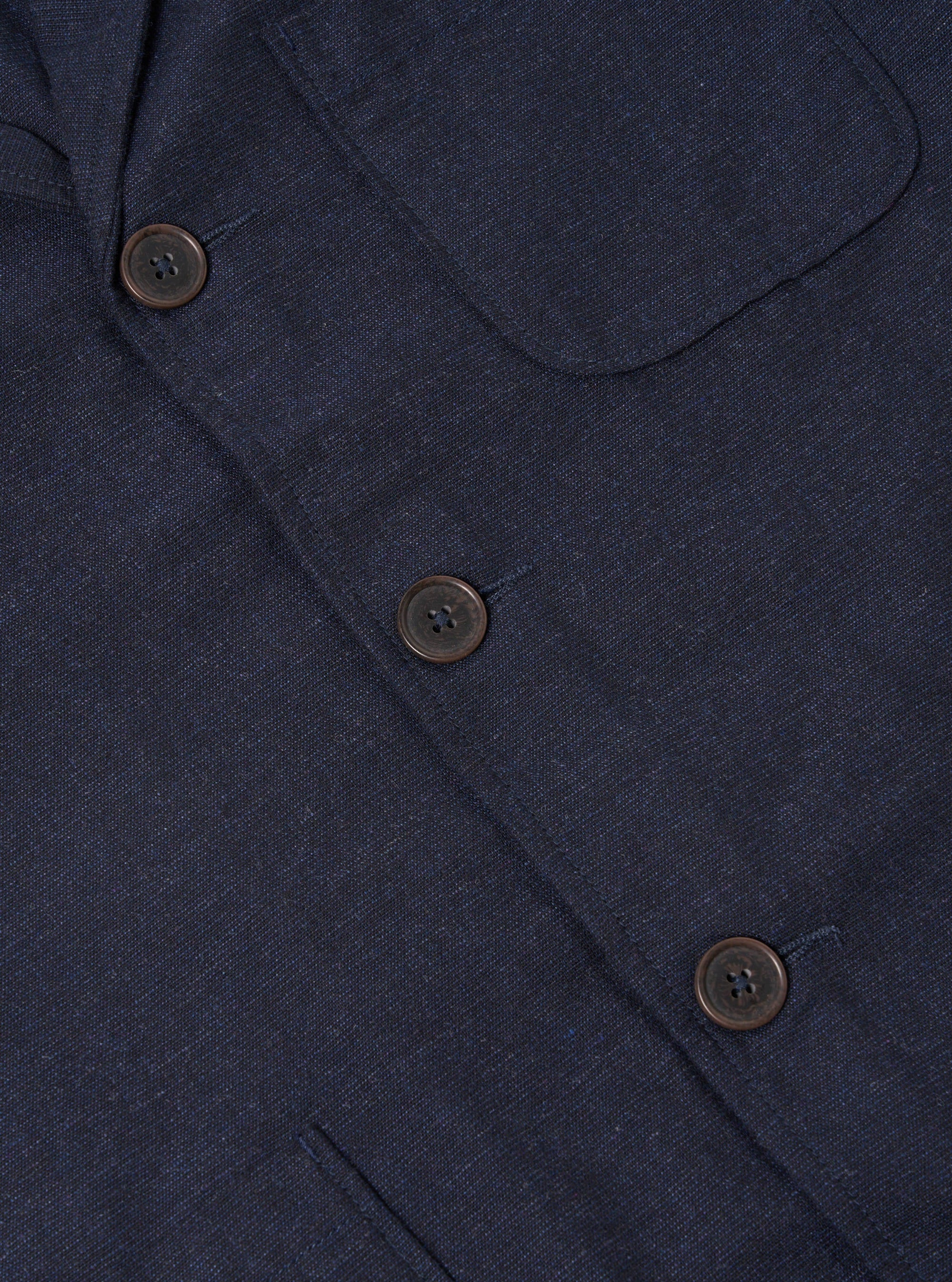 Three Button Jacket - Navy Birdseye Tweed