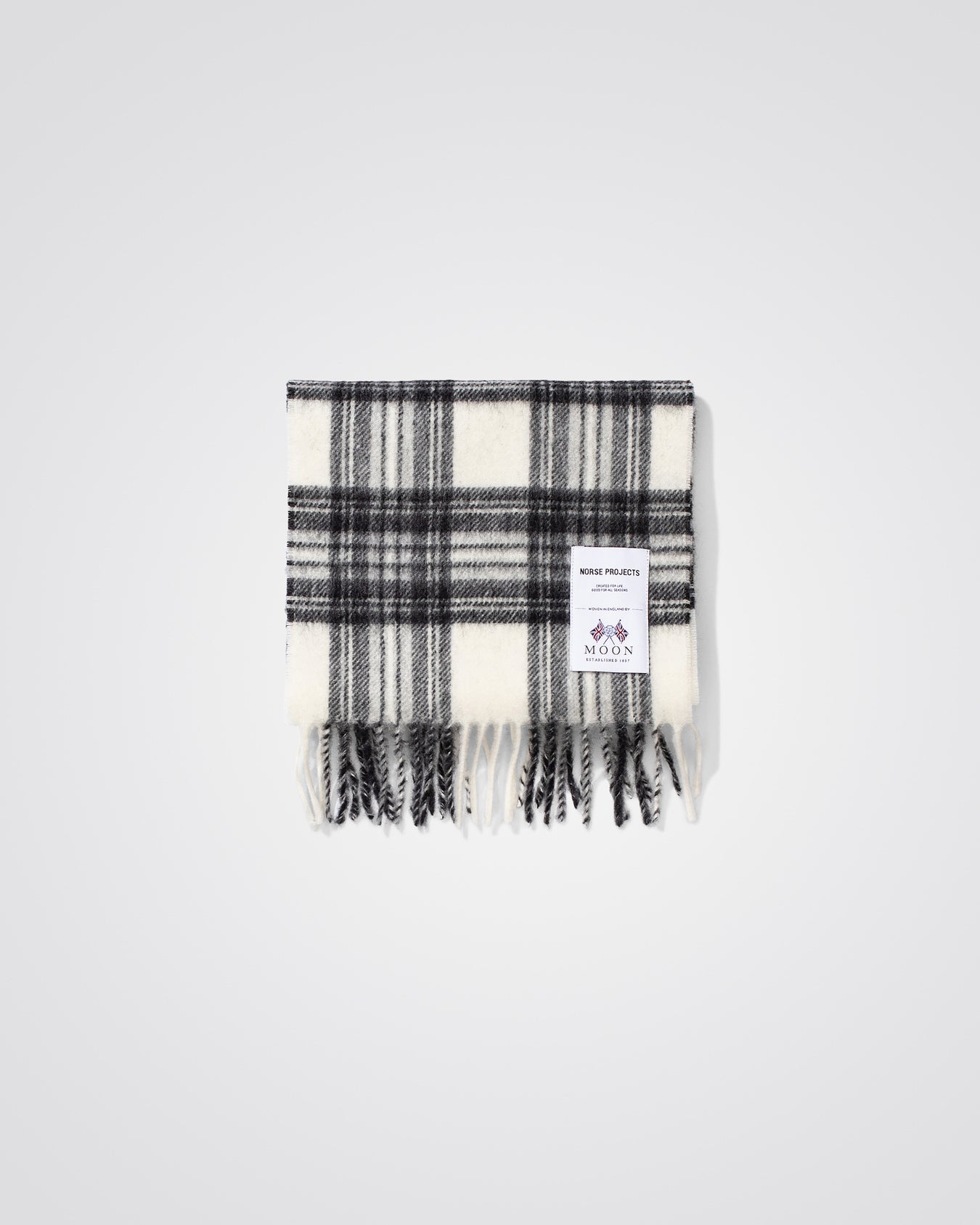 Norse Moon Merino Lambswool Checked Scarf - Magnet Grey