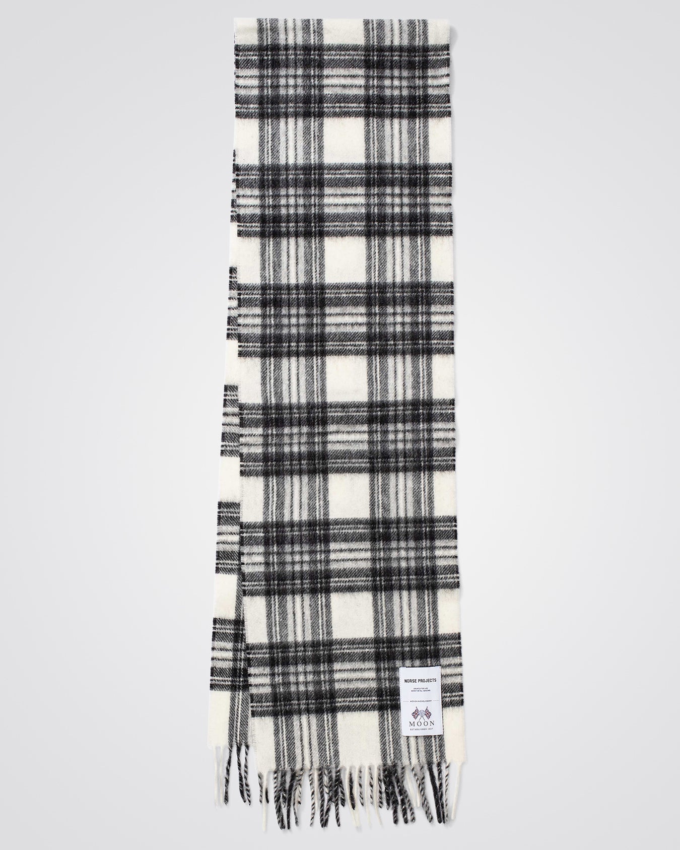 Norse Moon Merino Lambswool Checked Scarf - Magnet Grey