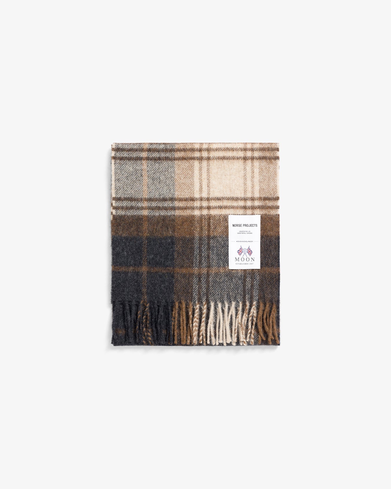 Norse Moon Merino Lambswool Checked Scarf - Taupe