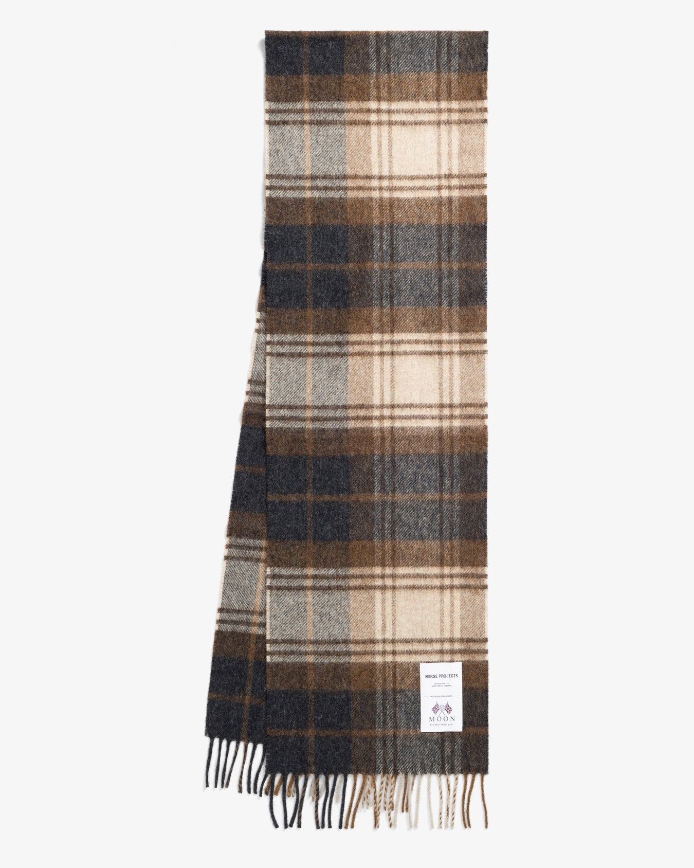 Norse Moon Merino Lambswool Checked Scarf - Taupe