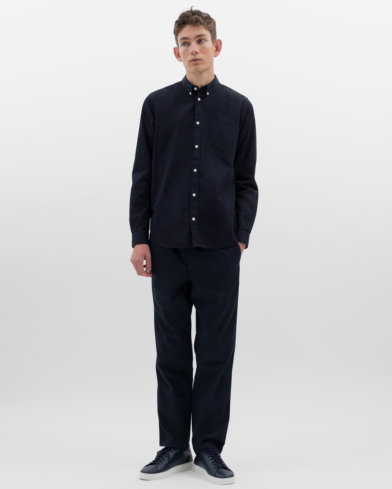 Ezra Relaxed Organic Stretch Twill Trouser - Dark Navy