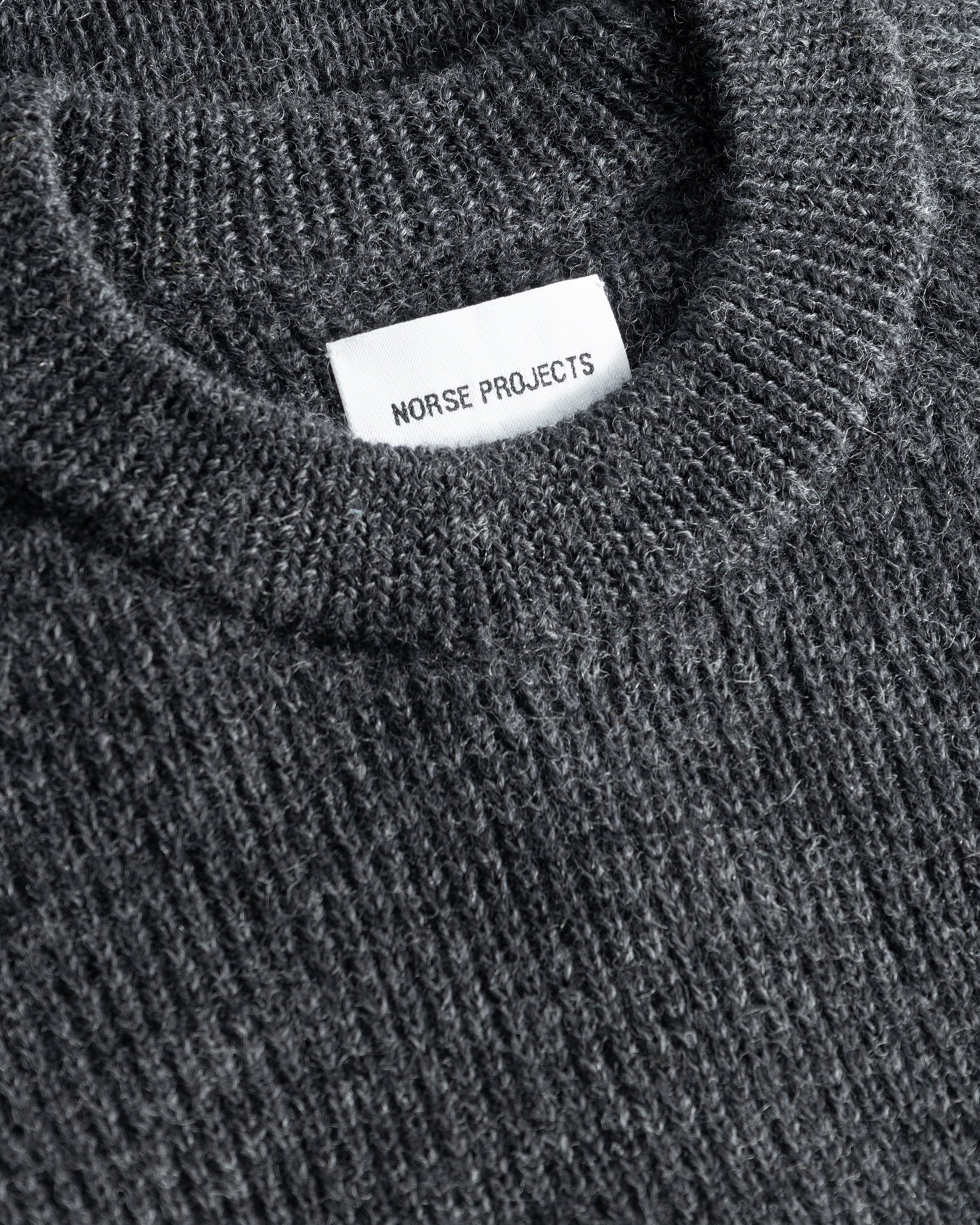 Roald Wool Cotton Rib Sweater - Dark Grey Melange