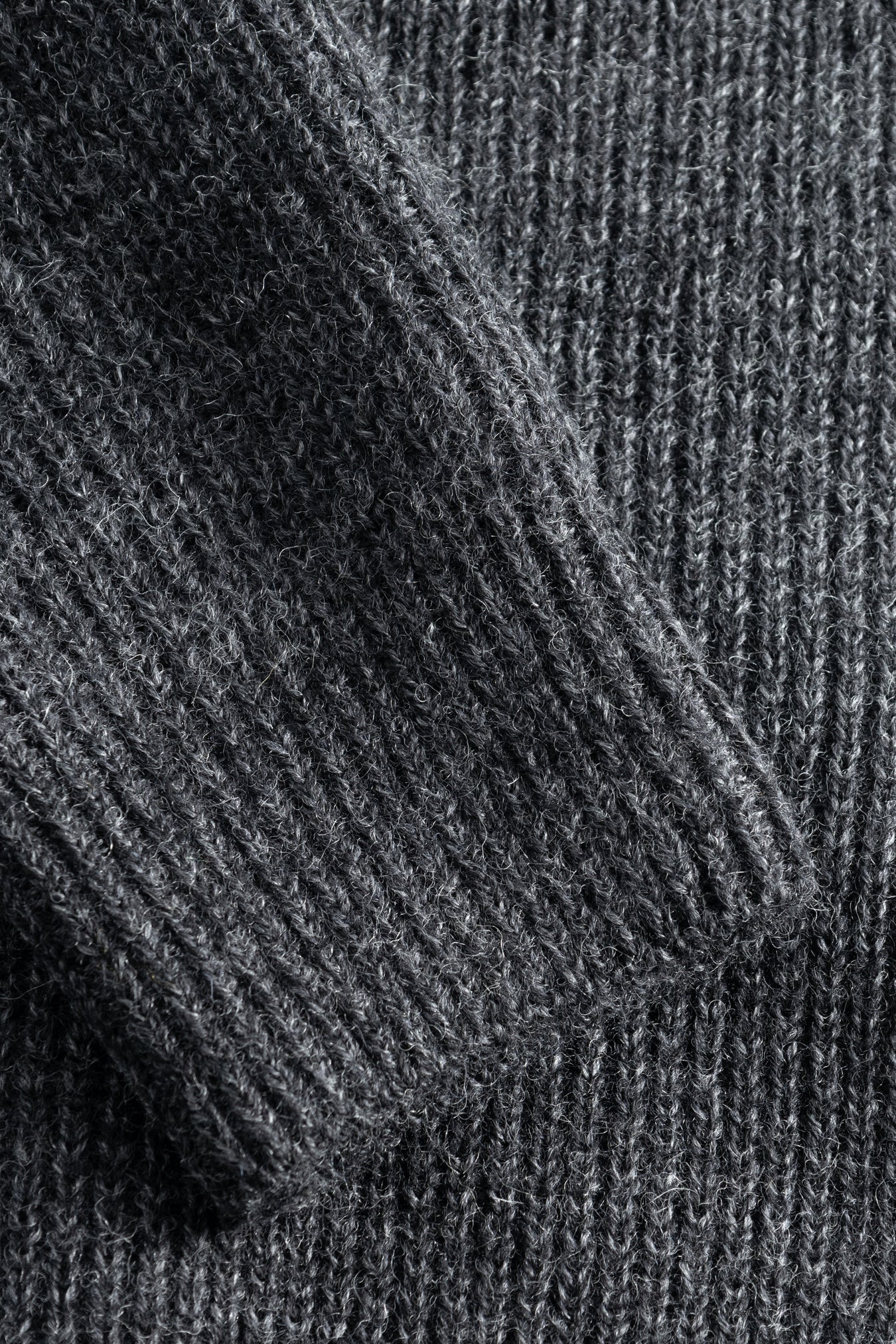 Roald Wool Cotton Rib Sweater - Dark Grey Melange