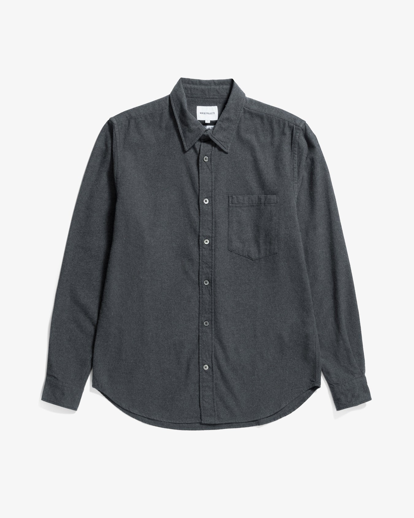 Osvald Organic Flannel Shirt - Charcoal Melange