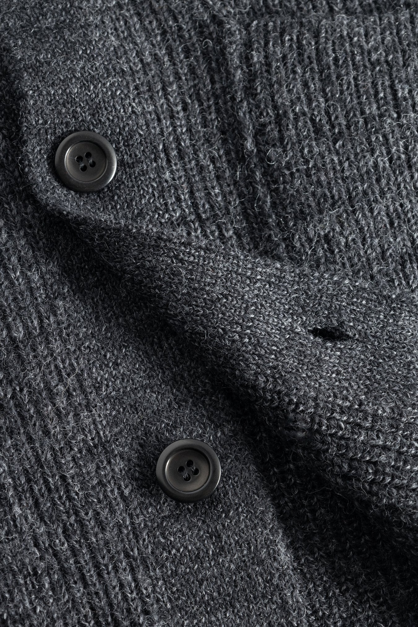 Loki Wool Cotton Rib Cardigan - Dark Grey Melange