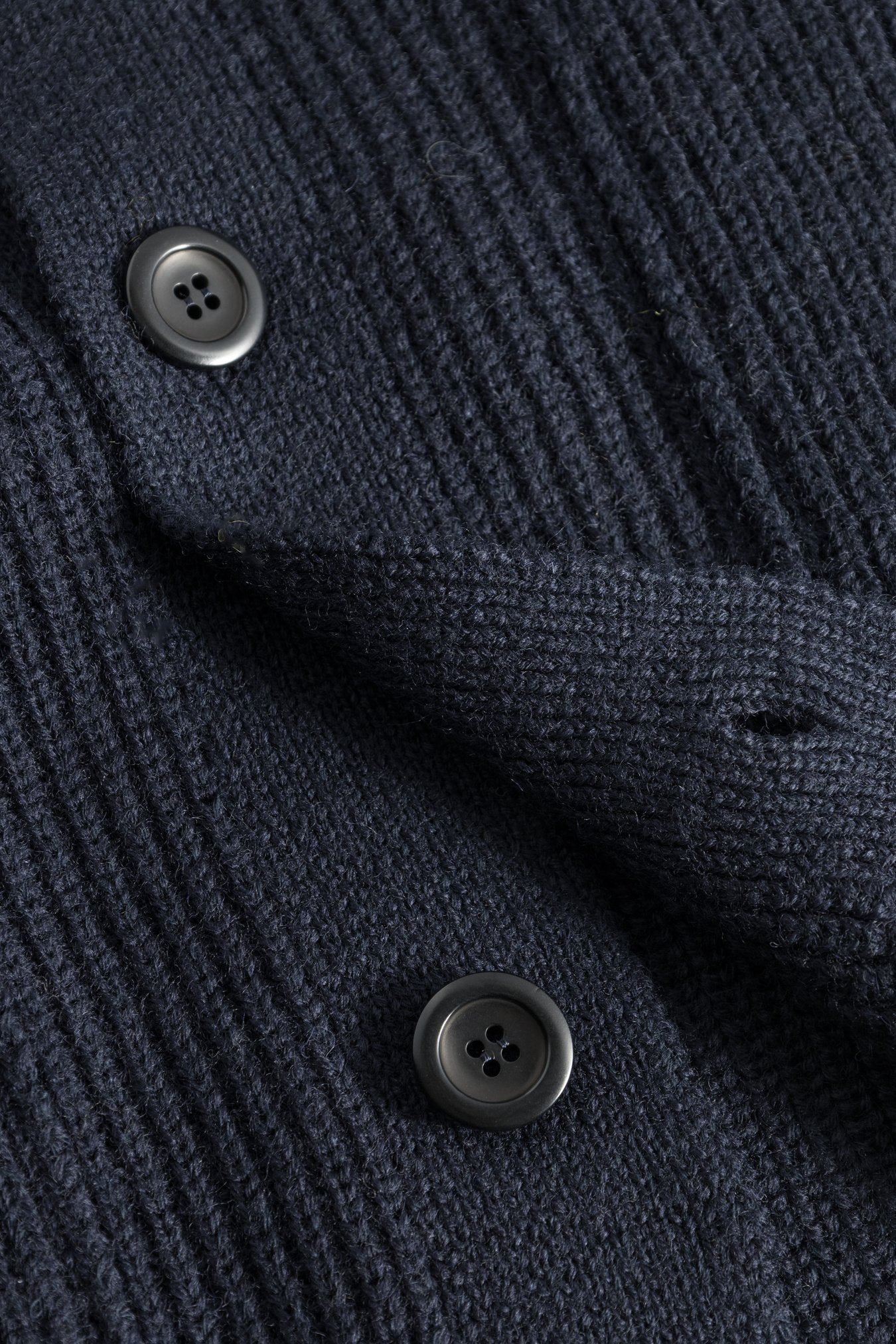 Loki Wool Cotton Rib Cardigan - Dark Navy