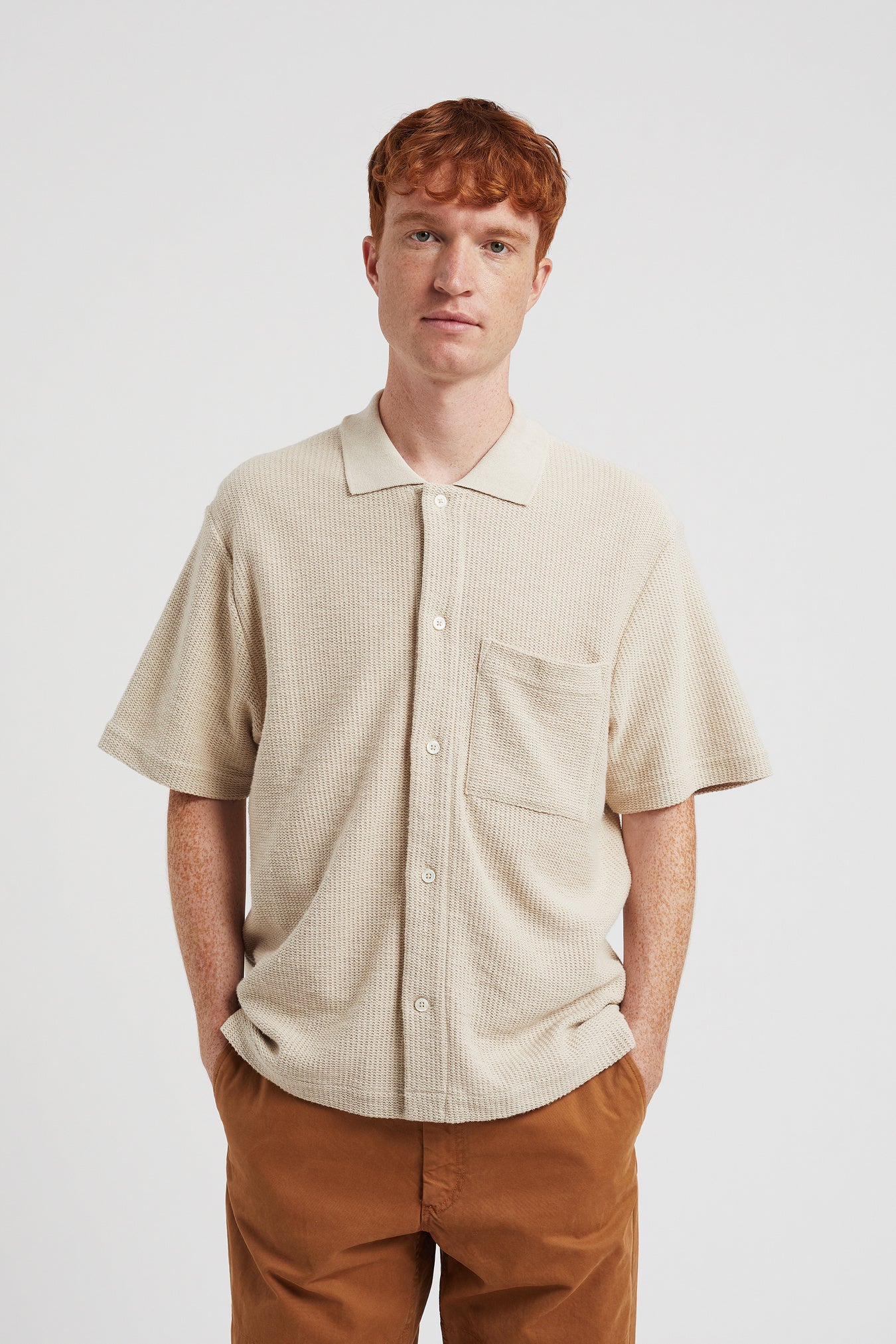 Gustav Crochet Jersey Shirt - Oatmeal