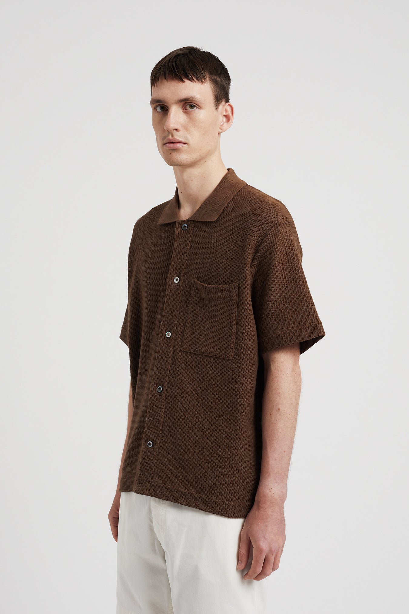 Gustav Crochet Jersey Shirt - Chestnut