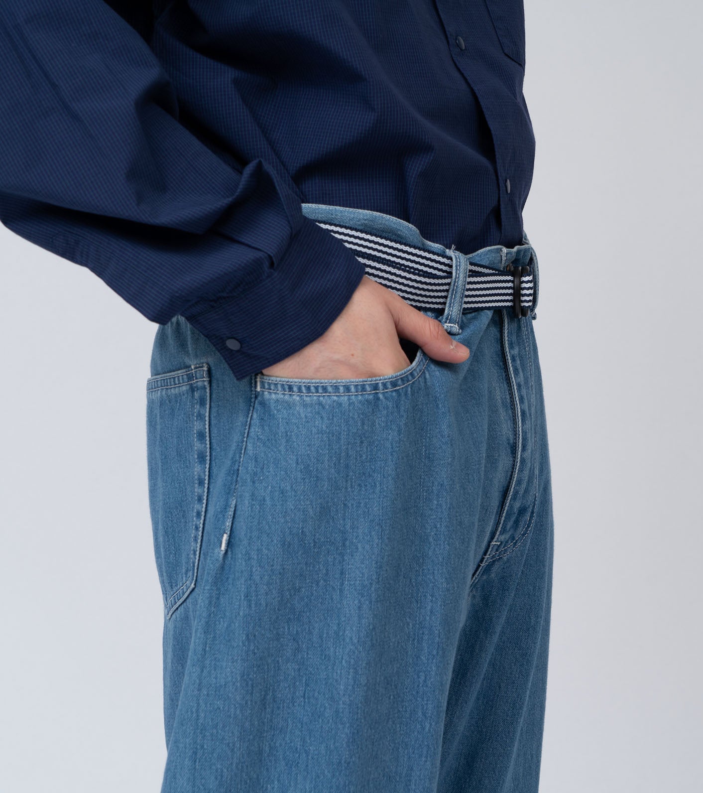 5 Pockets Straight Denim Pants - Indigo Bleach