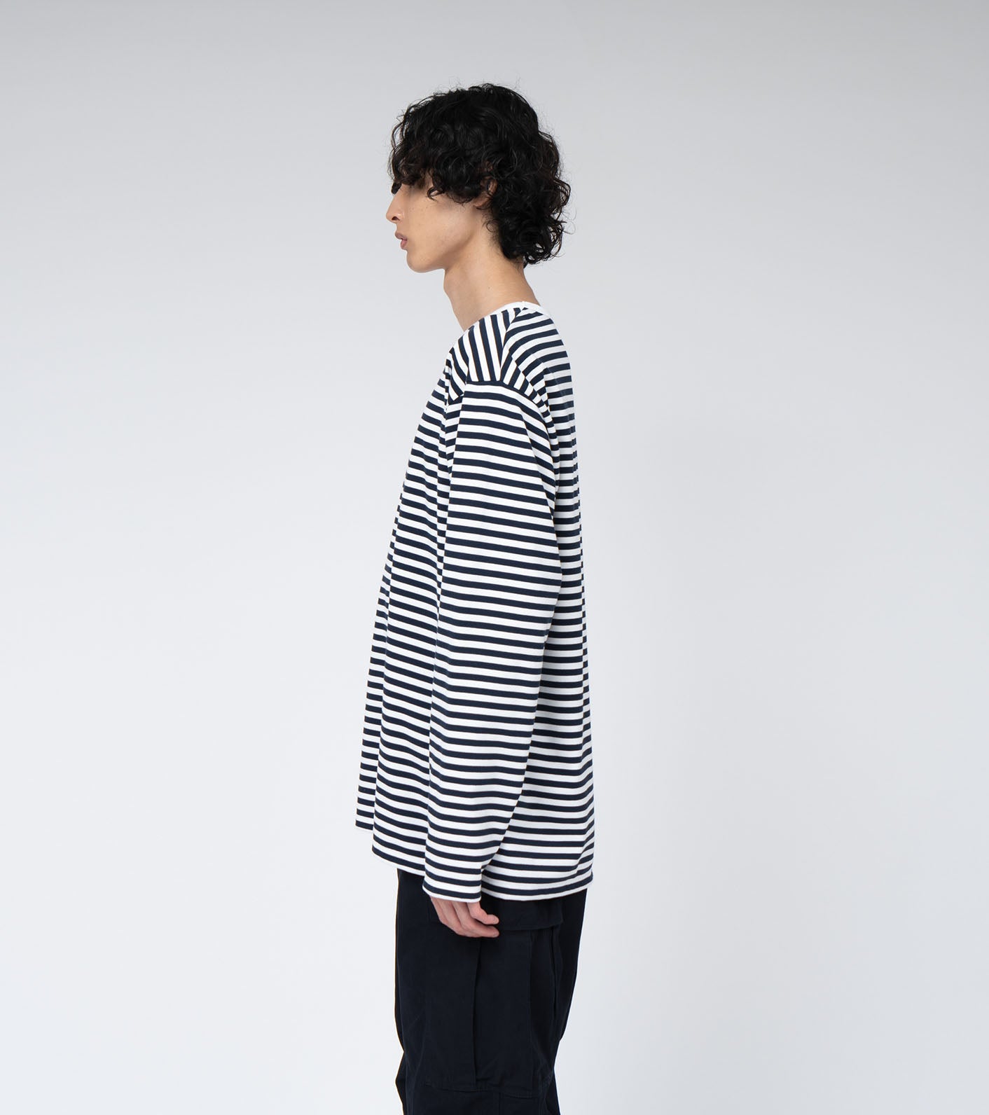 COOLMAX Stripe Jersey Tee L/S - Sand Beige x White