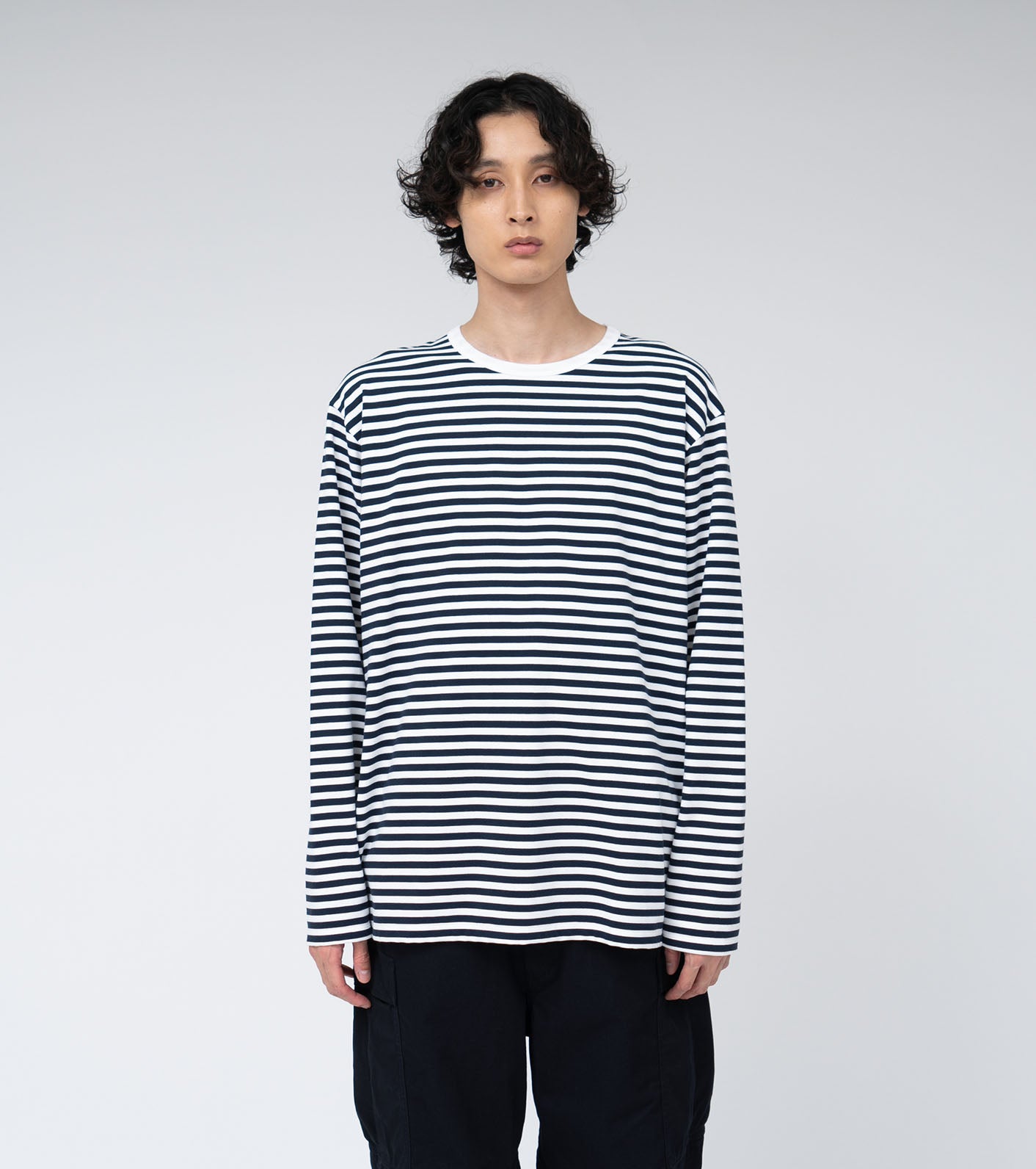 COOLMAX Stripe Jersey Tee L/S - Sand Beige x White