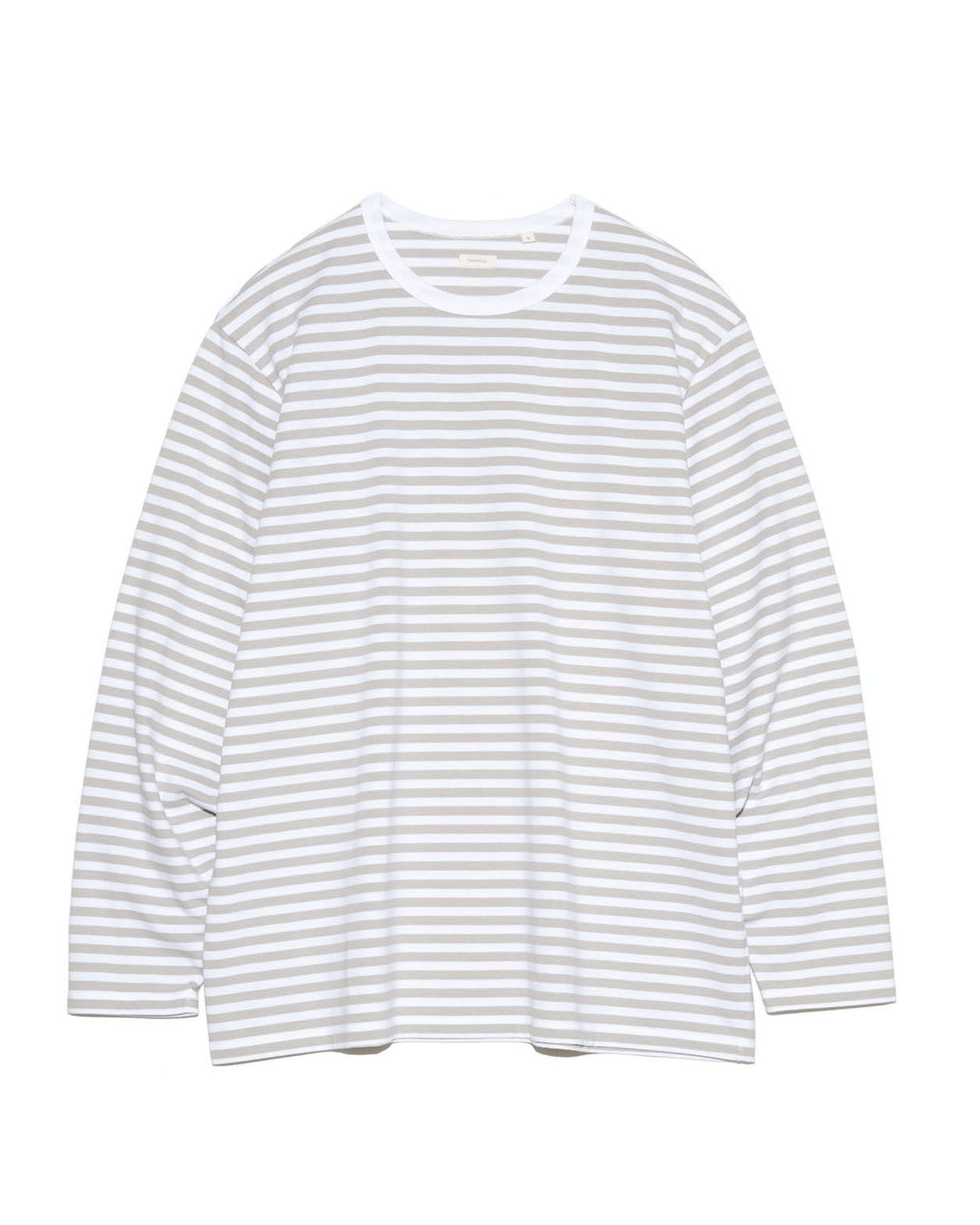 COOLMAX Stripe Jersey Tee L/S - Sand Beige x White