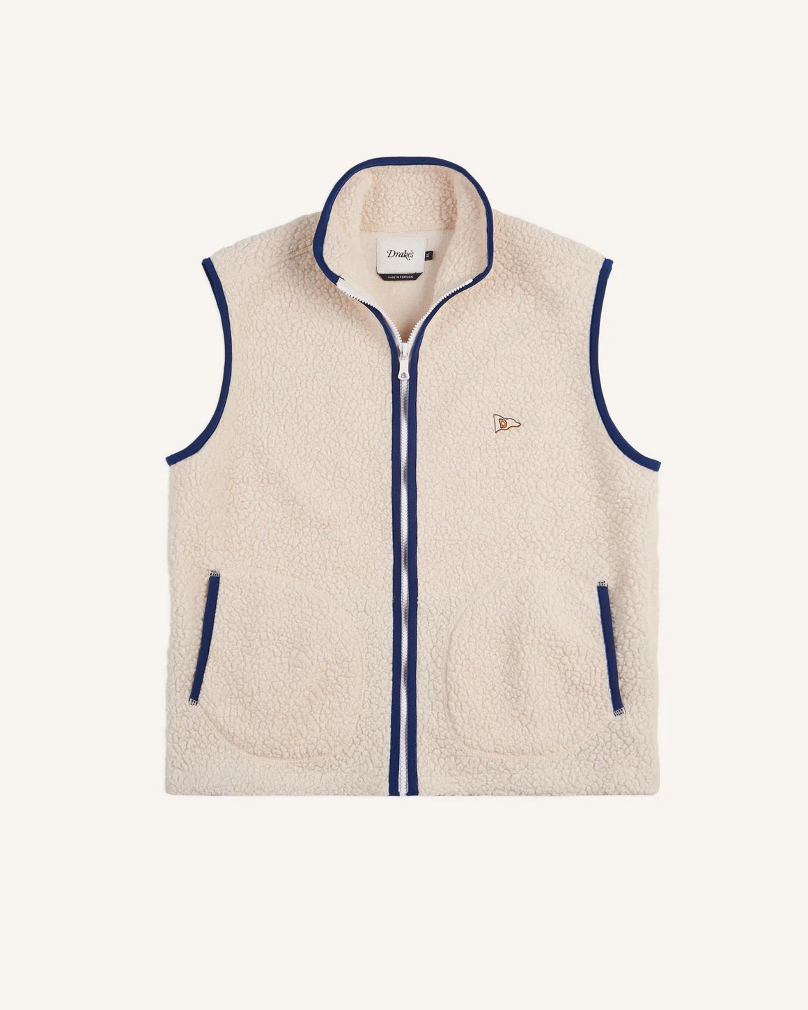 Boucle Wool Zip Fleece Vest - Ecru