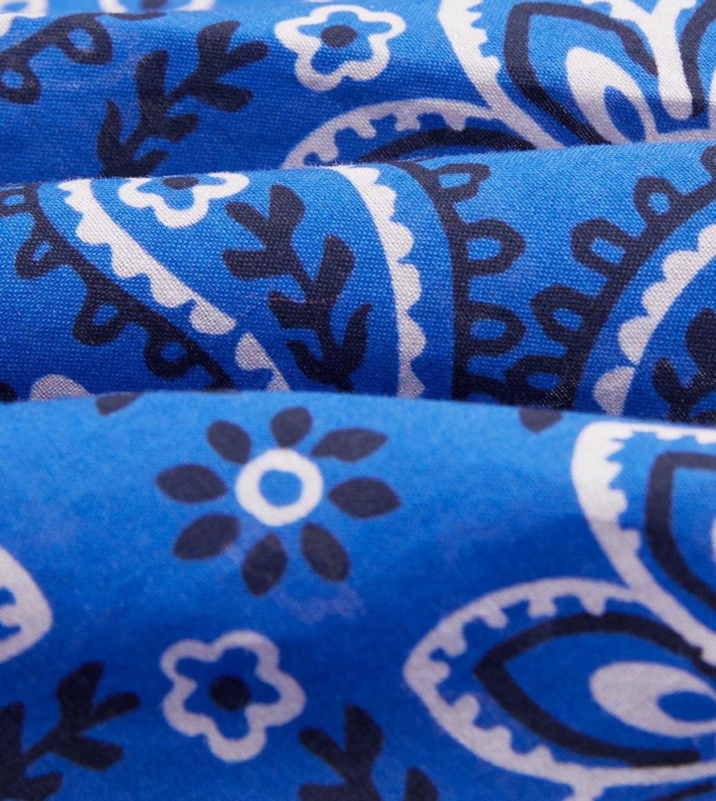 Paisley Print Cotton Bandana - Blue