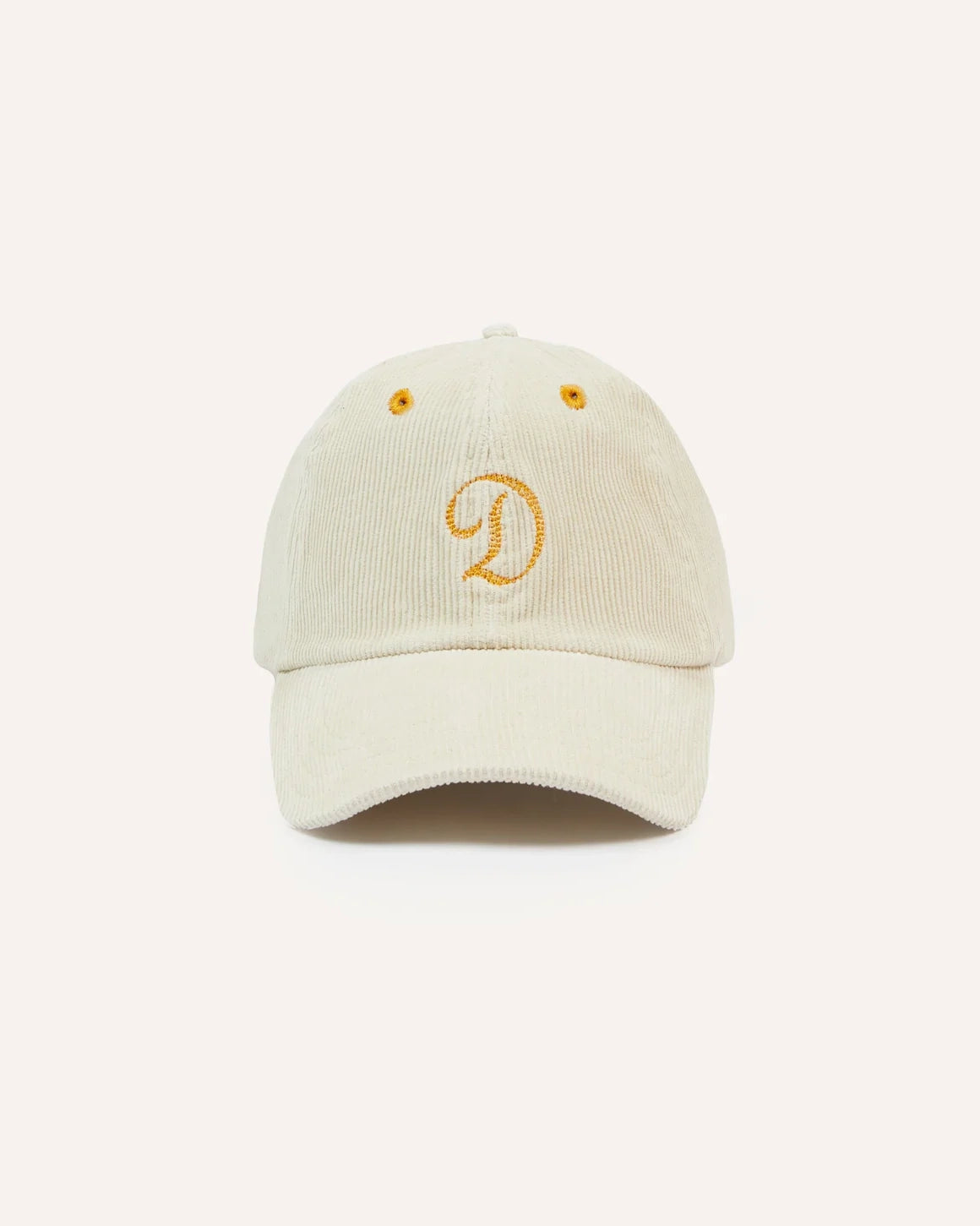 D' Capital Embroidery Corduroy Baseball Hat - Ecru