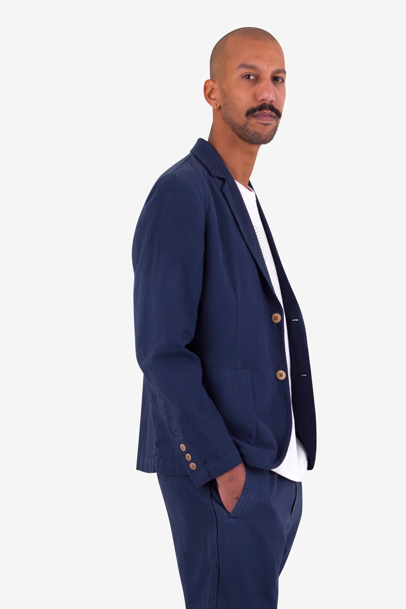 Cotton Linen Blazer - Soft Navy