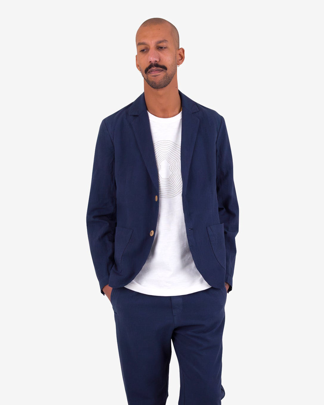 Cotton Linen Blazer - Soft Navy