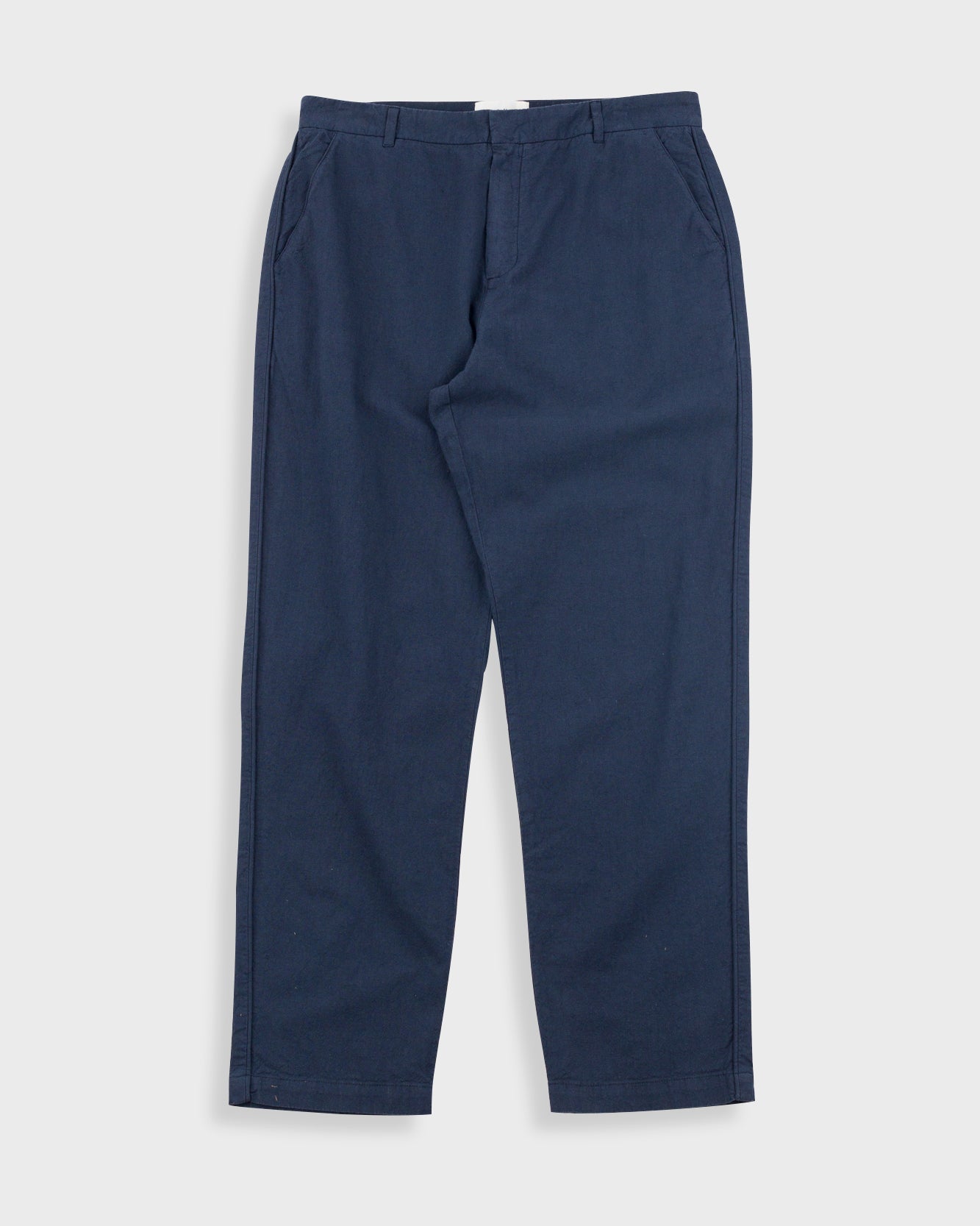 Fixed Waistband Cotton Linen Trouser - Soft Navy