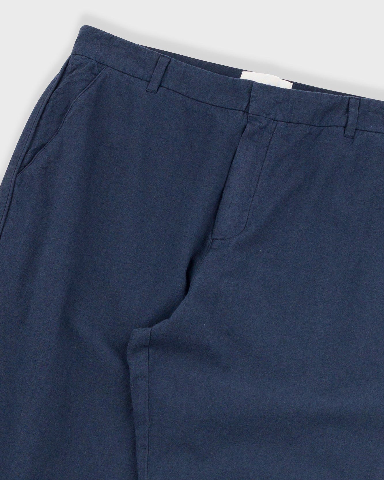 Fixed Waistband Cotton Linen Trouser - Soft Navy