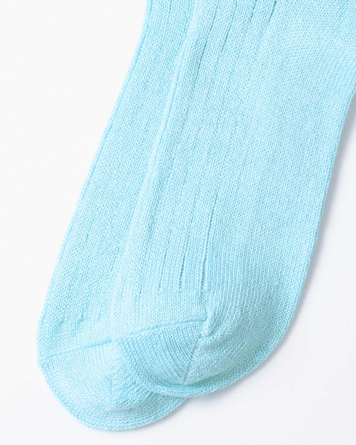 Linen Cotton Ribbed Crew - Sky Blue