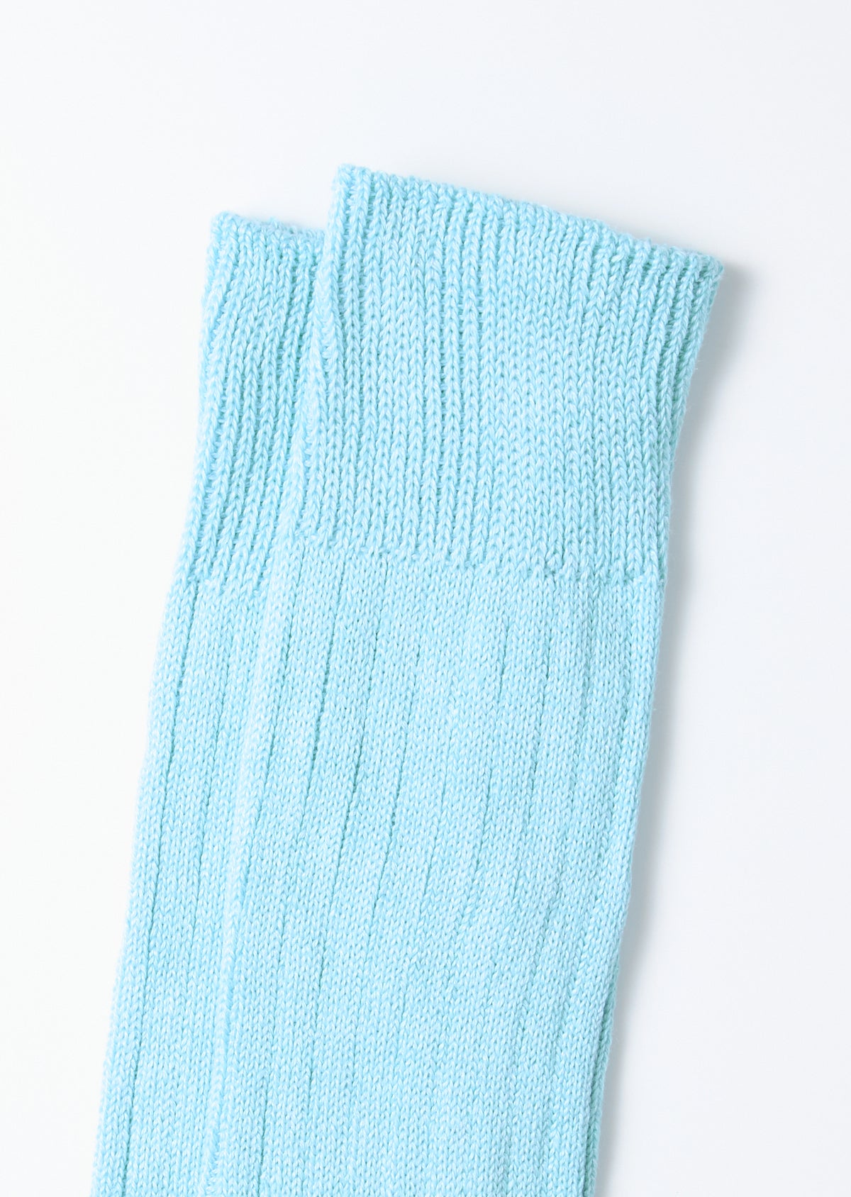 Linen Cotton Ribbed Crew - Sky Blue