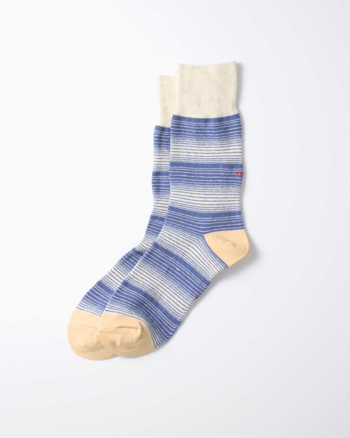 Horizontal Stripe Crew Socks - Light Blue