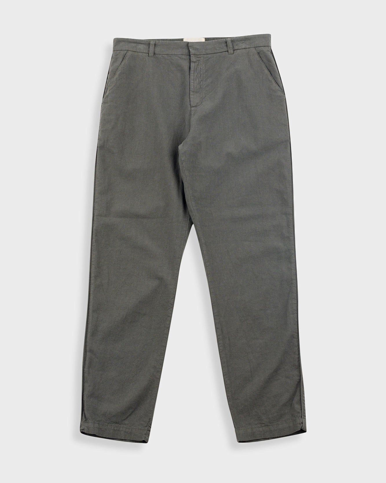 Fixed Waistband Cotton Linen Trouser - Dark Sage