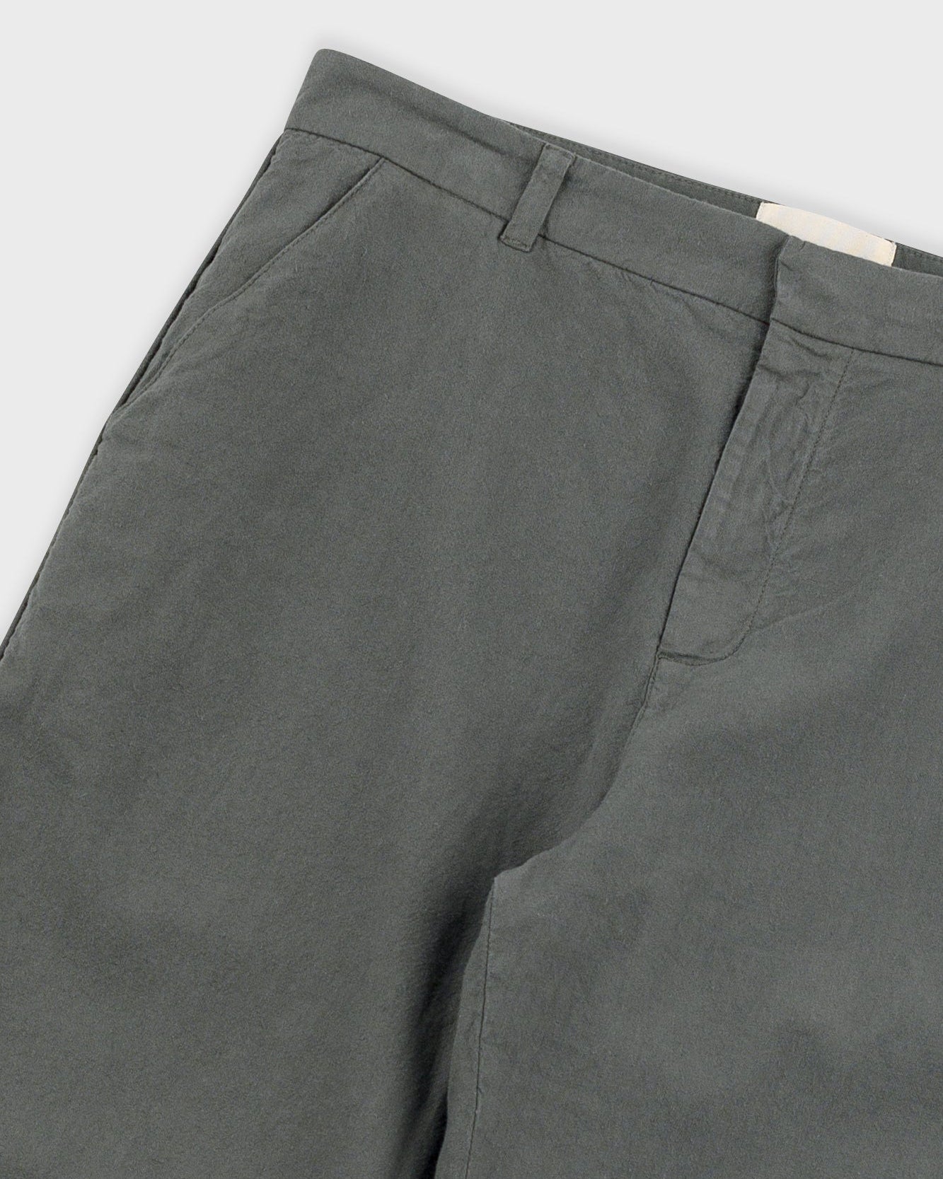 Fixed Waistband Cotton Linen Trouser - Dark Sage