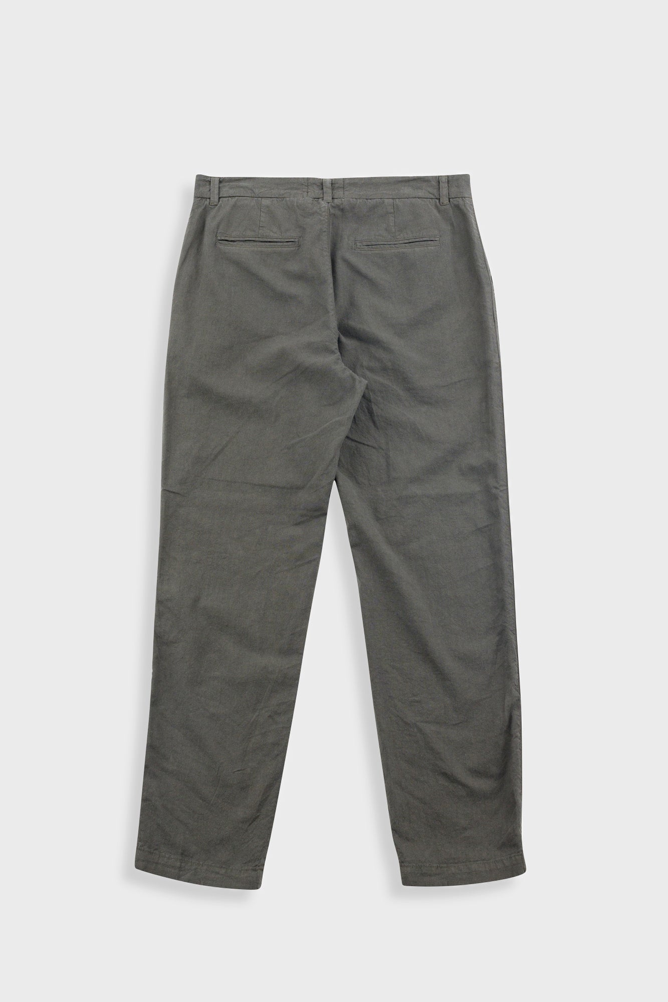 Fixed Waistband Cotton Linen Trouser - Dark Sage