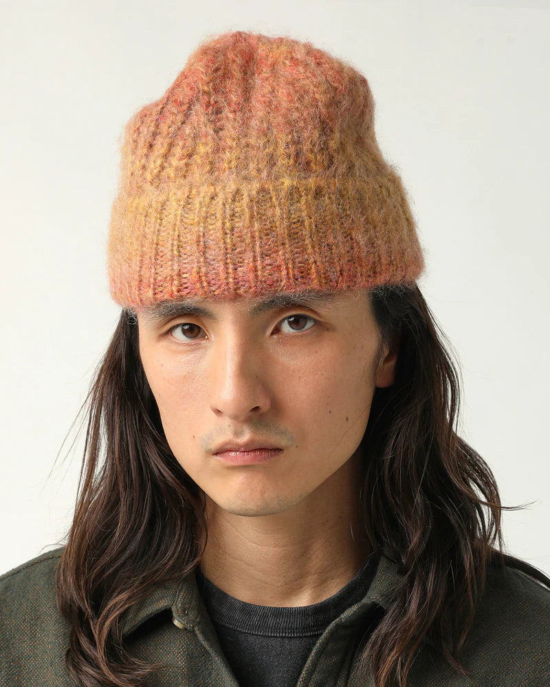 Space Dye Mohair Beanie - Orange