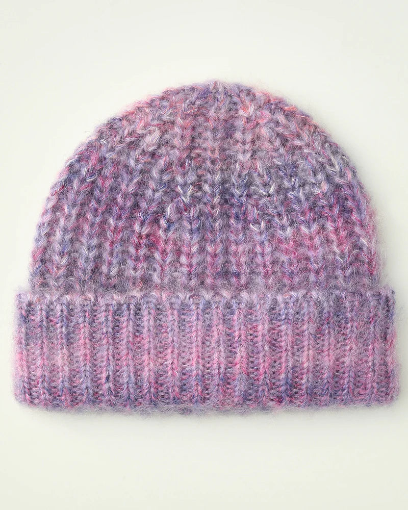 Space Dye Mohair Beanie - Purple