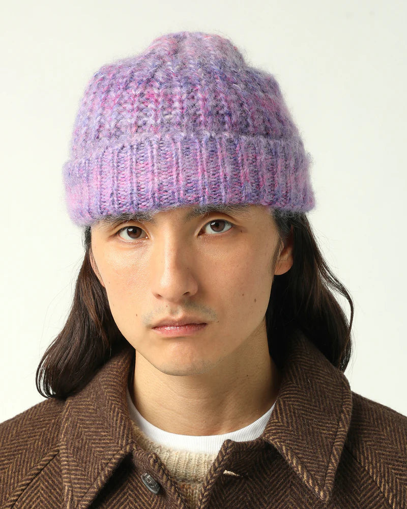 Space Dye Mohair Beanie - Purple