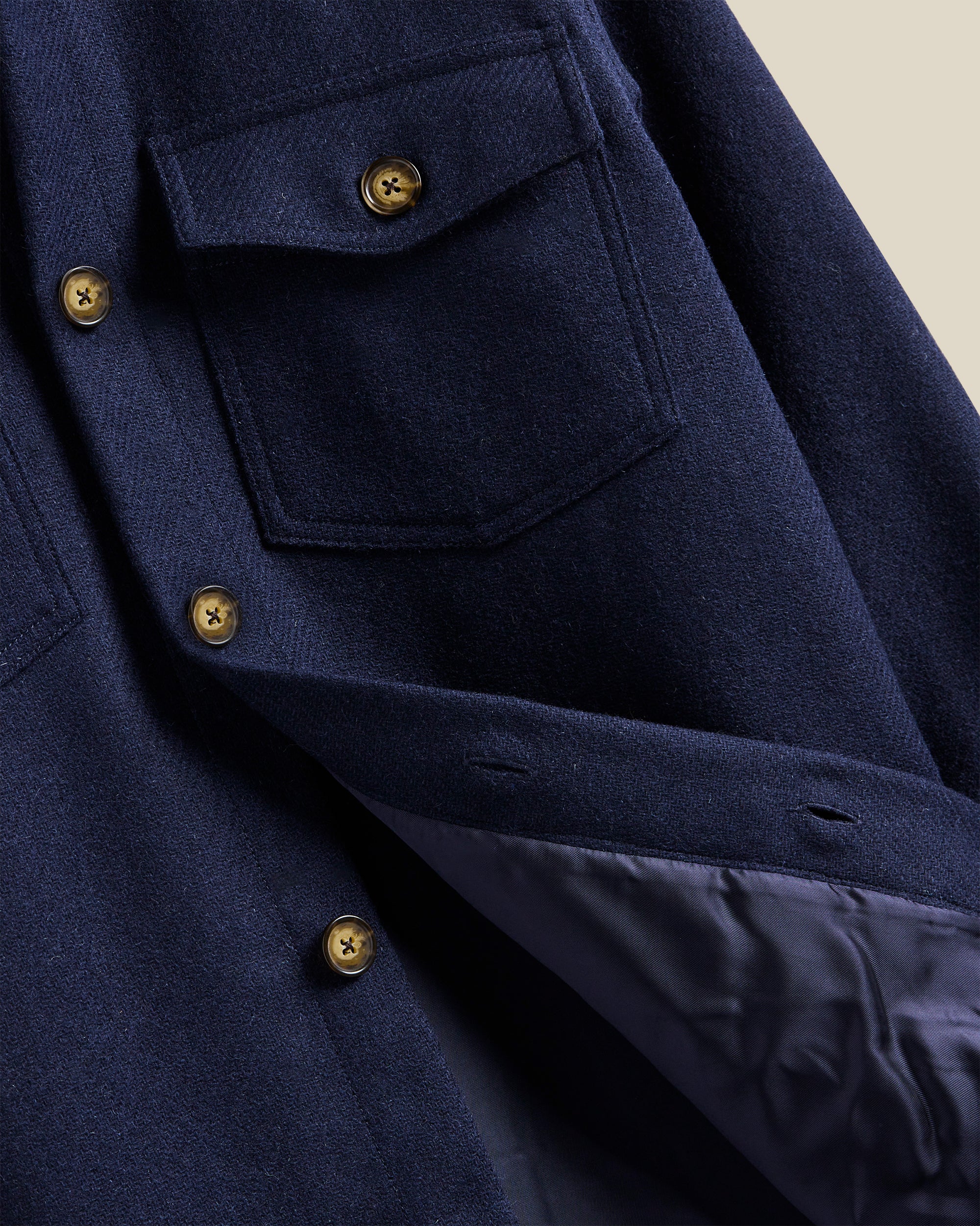 Wool Field Overshirt, Virgin Wool - Navy