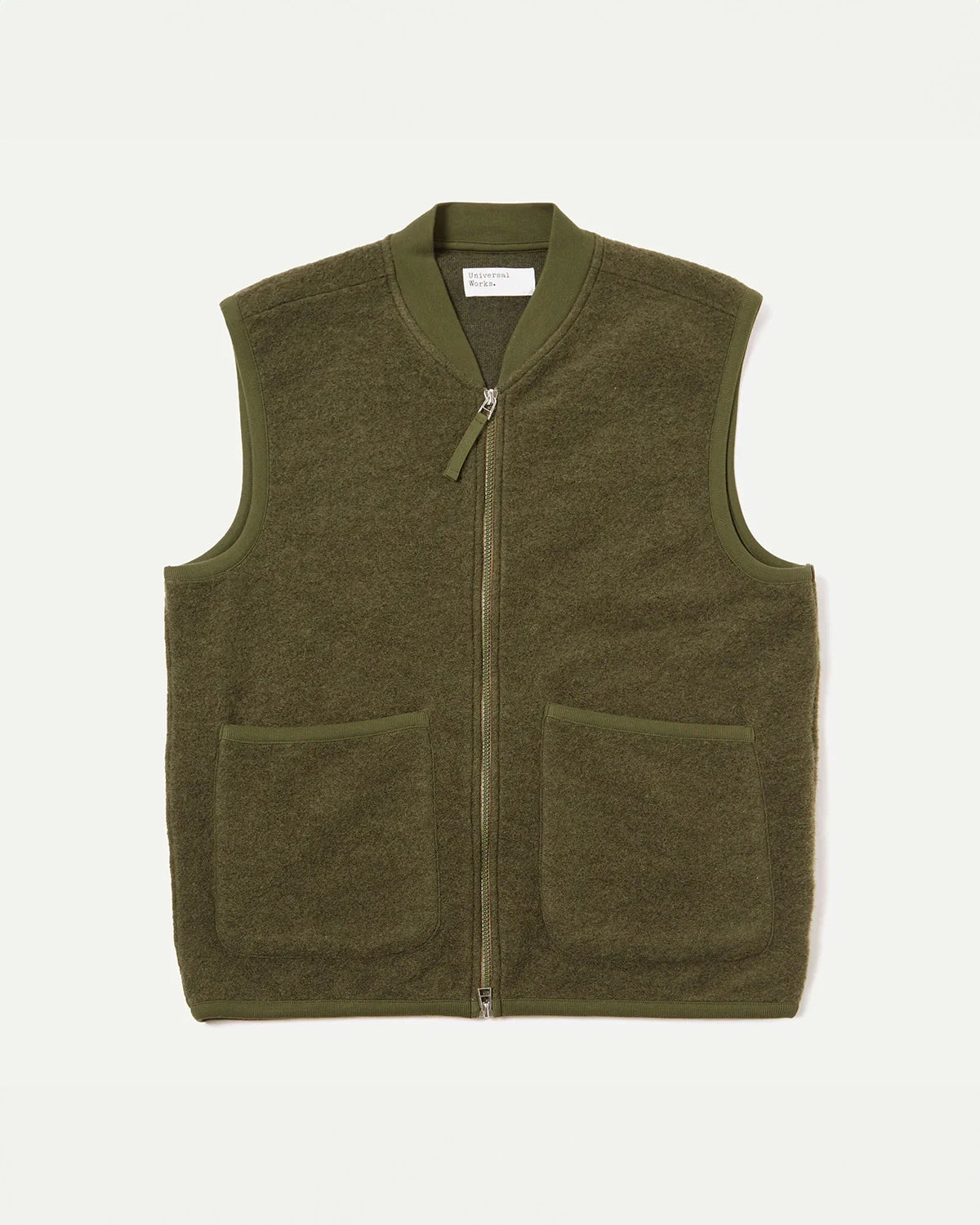 Zip Waistcoat Wool Fleece - Olive