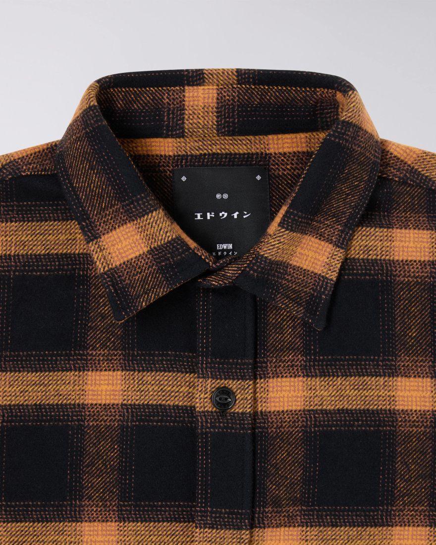 Sebastian Shirt LS Heavy Flannel Brushed - Brown / Black