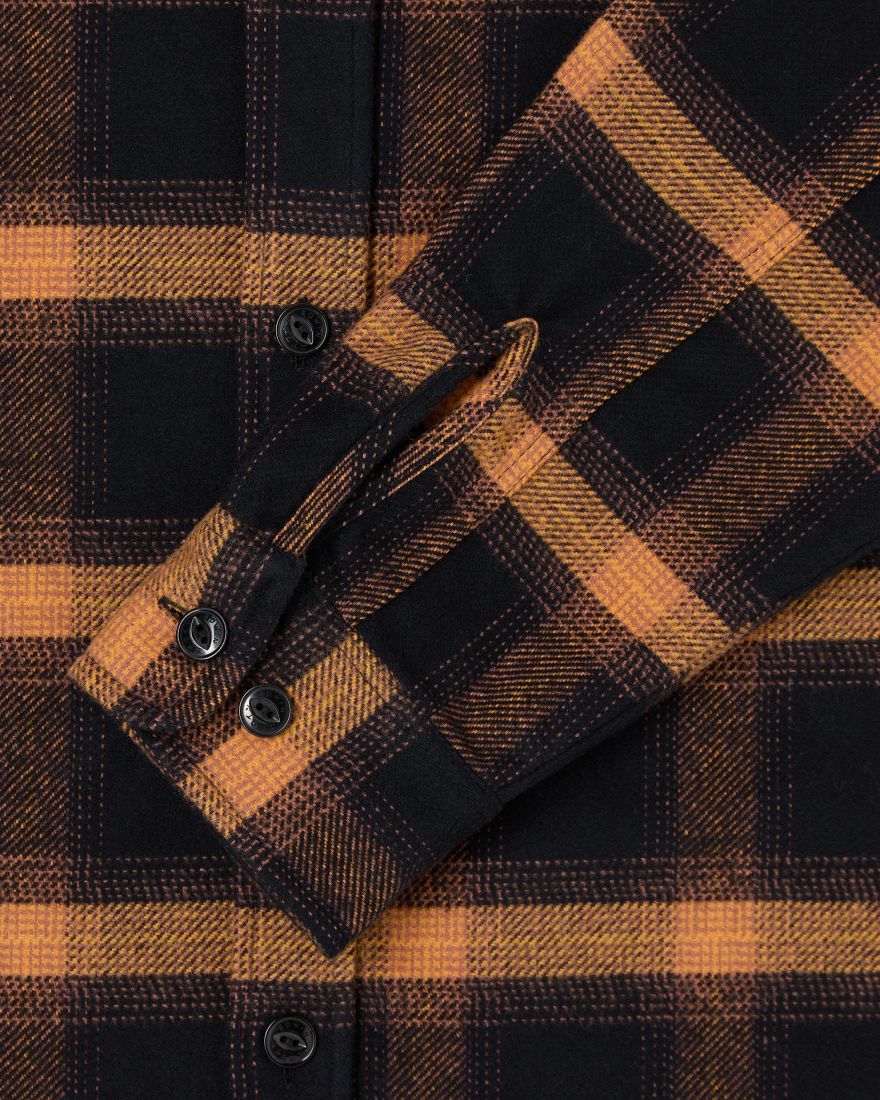 Sebastian Shirt LS Heavy Flannel Brushed - Brown / Black