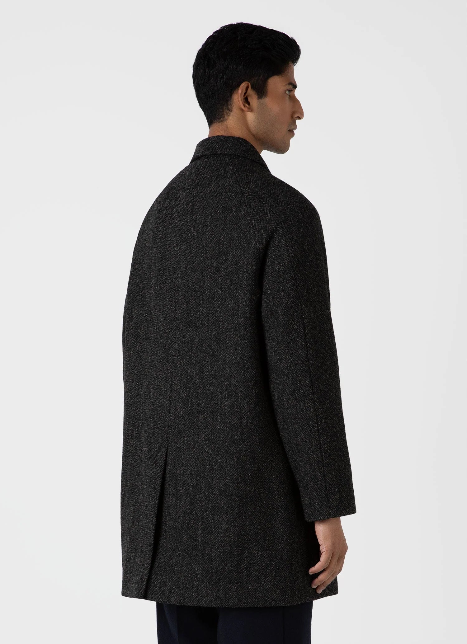 Harris Tweed Coat - Charcoal Melange Herringbone