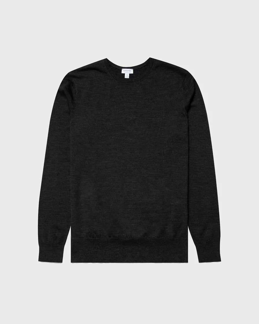 Merino Crew Neck Jumper - Charcoal Melange