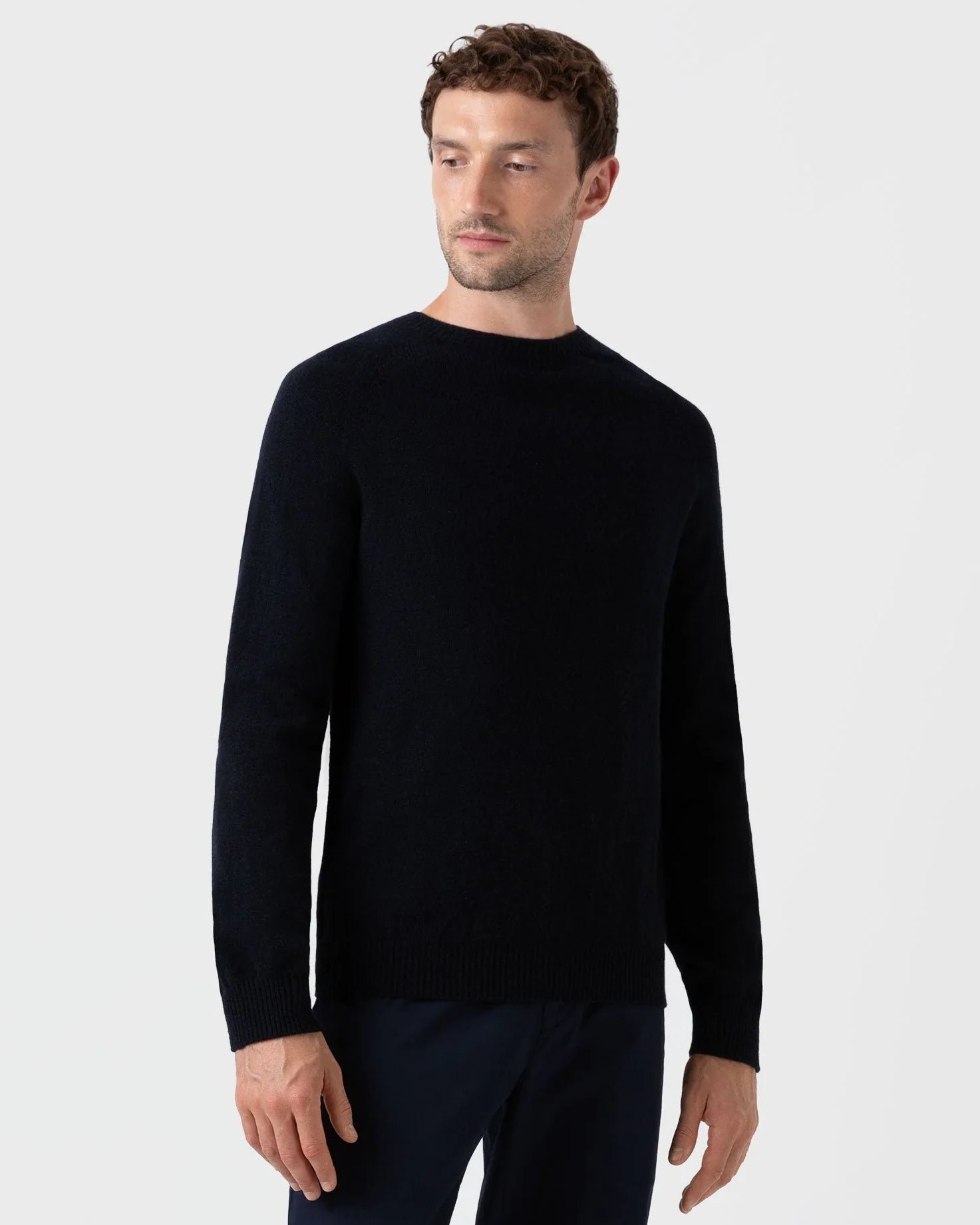 Lambswool Crew Neck - Dark Navy mouline