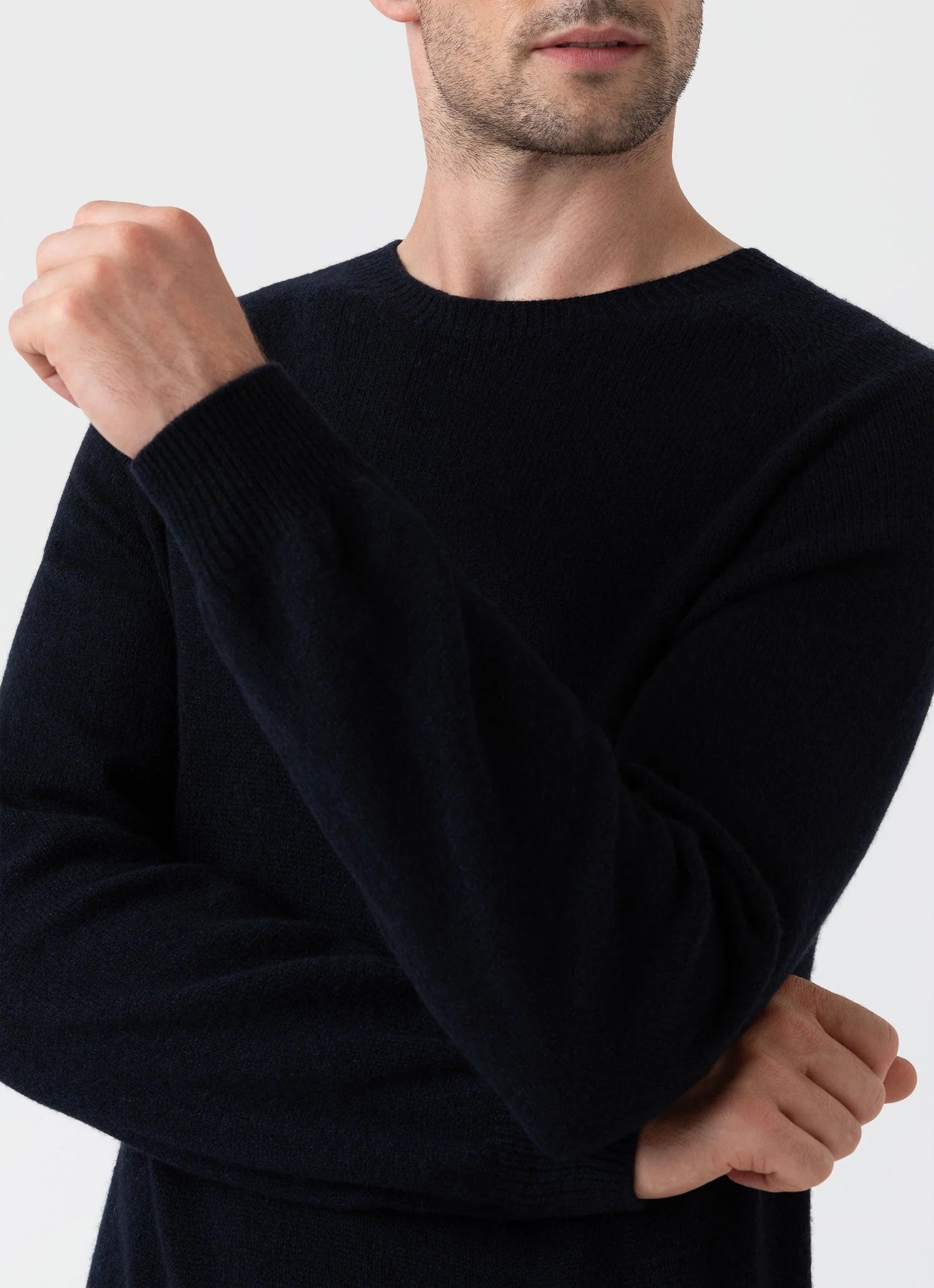 Lambswool Crew Neck - Dark Navy mouline