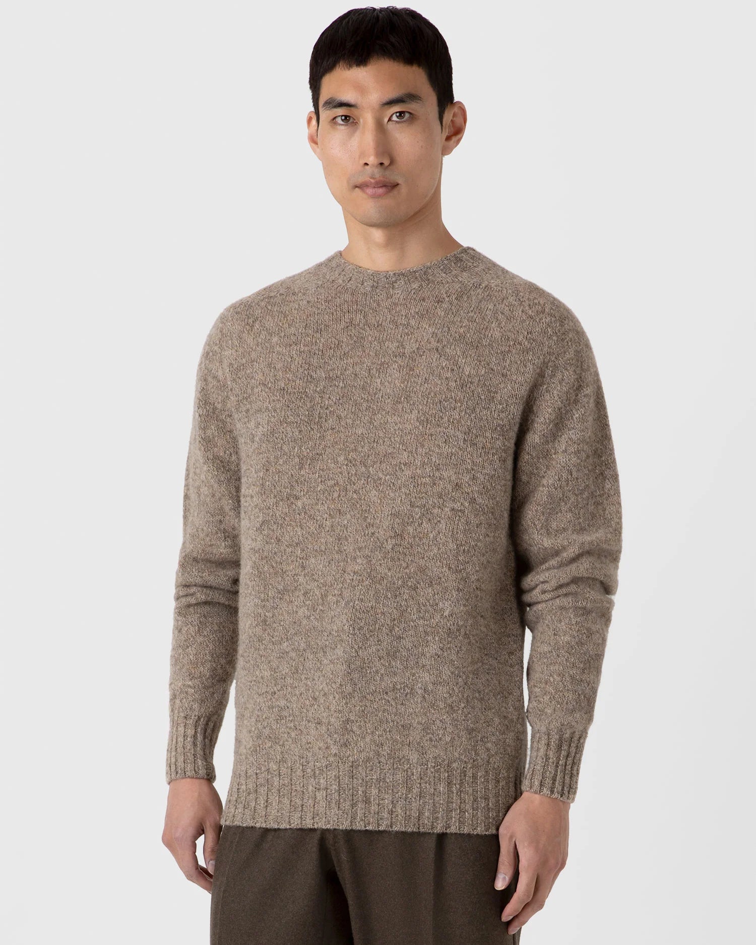 Shetland Crew Neck Jumper - Oatmeal Melange