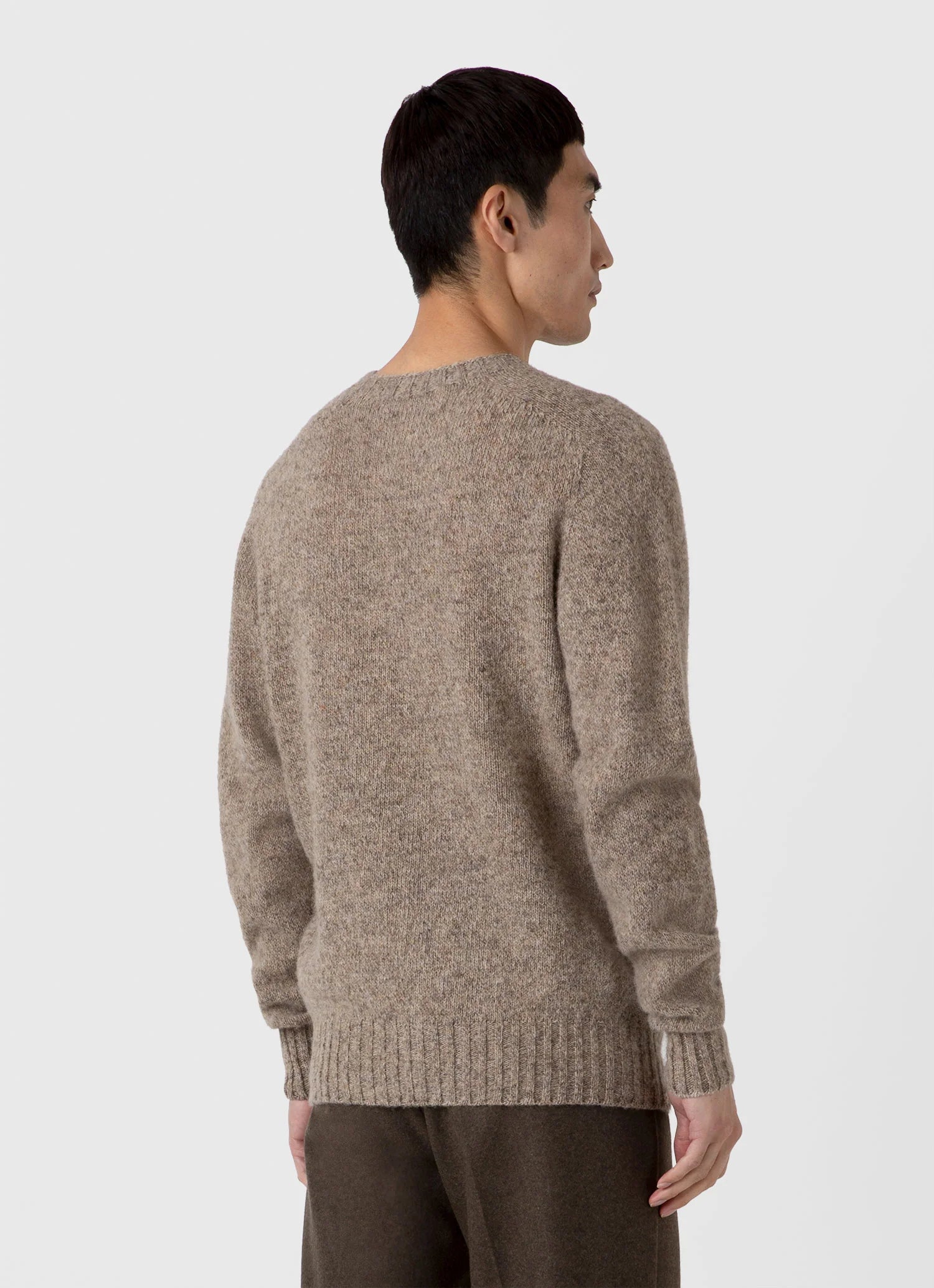 Shetland Crew Neck Jumper - Oatmeal Melange