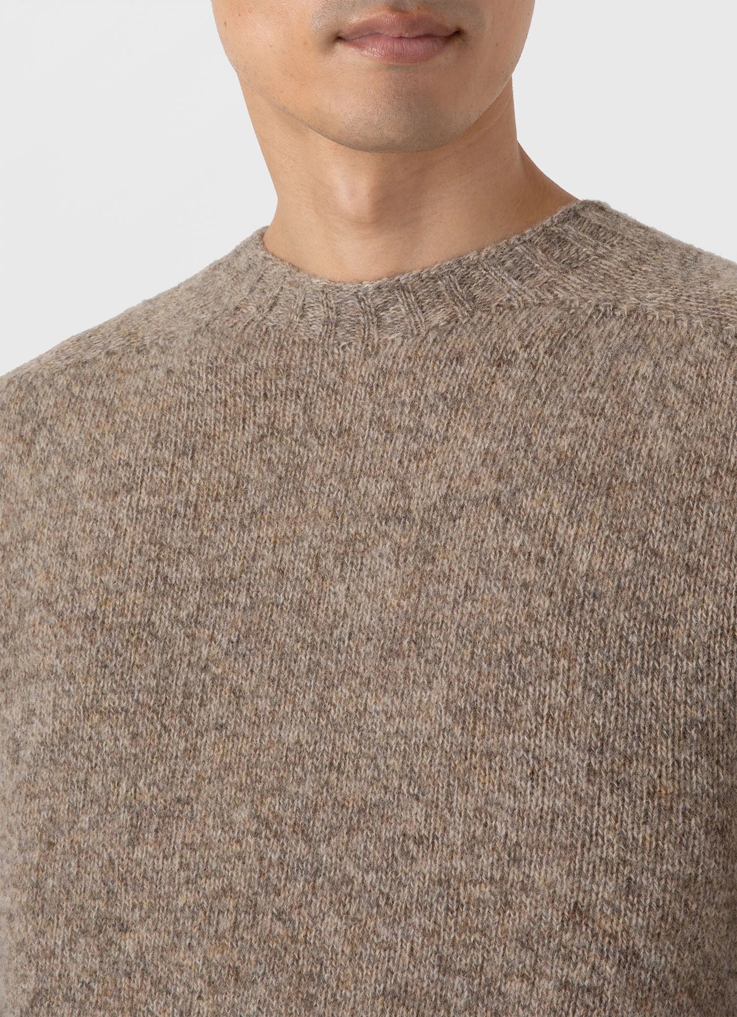 Shetland Crew Neck Jumper - Oatmeal Melange