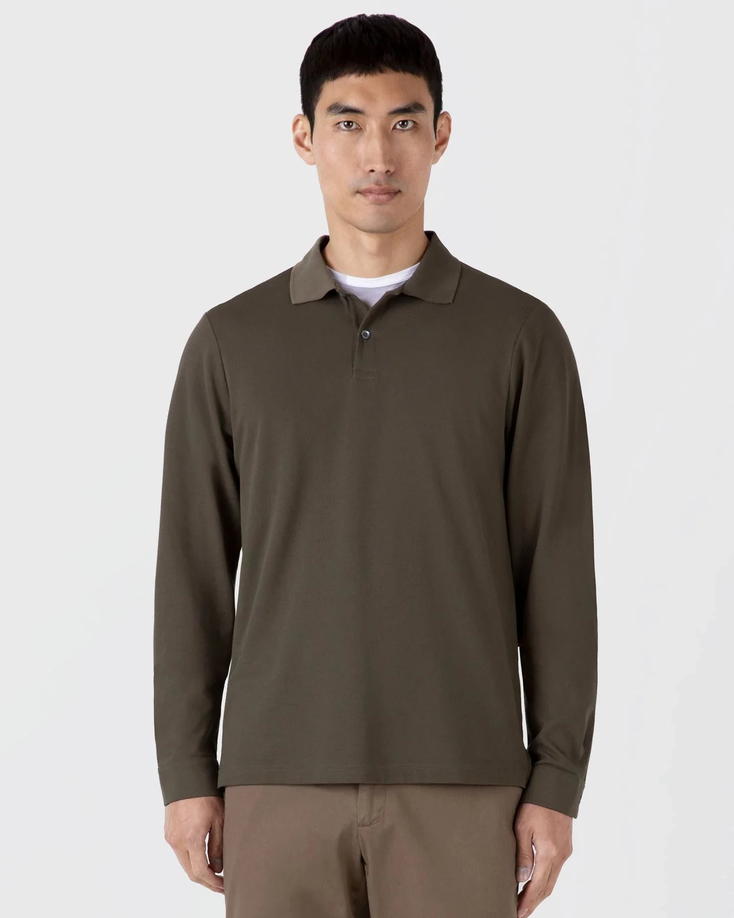 LS Pique Polo Shirt - Khaki