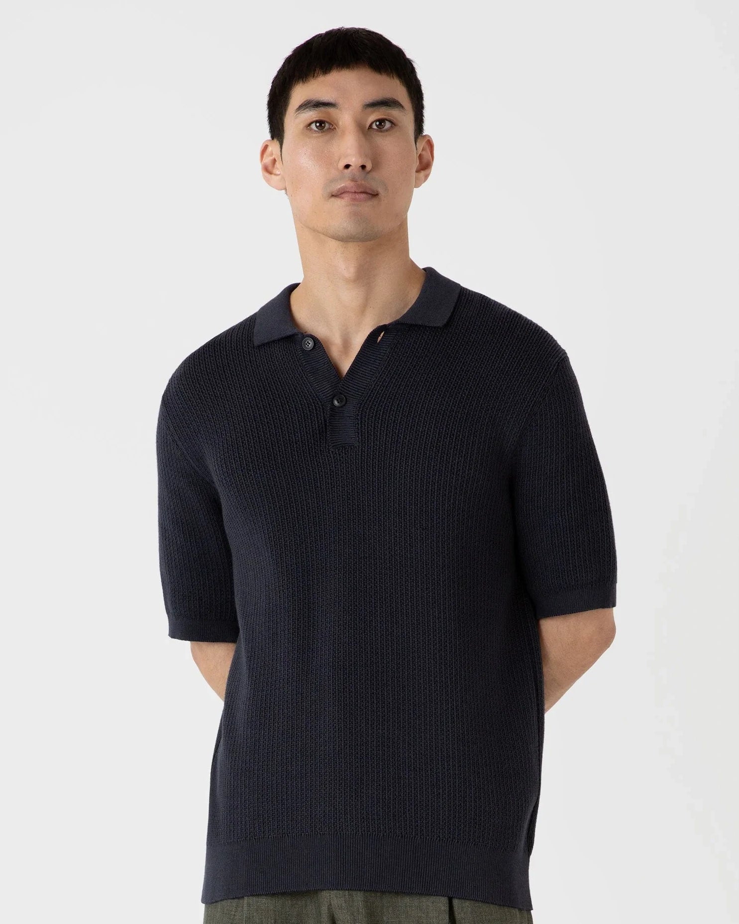 Melrose Knitted Polo - Navy