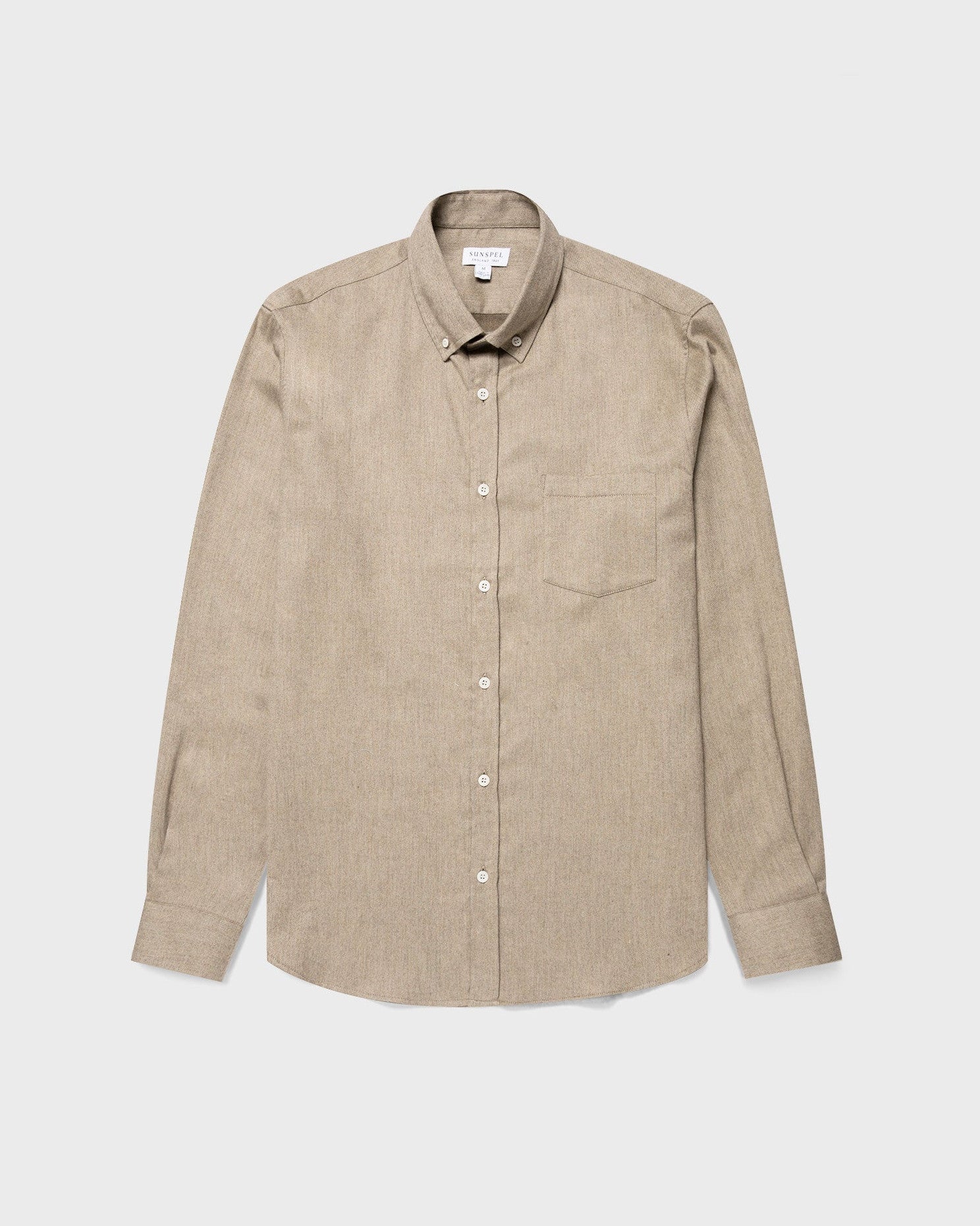 Brushed Cotton Flannel Shirt - Sandstone