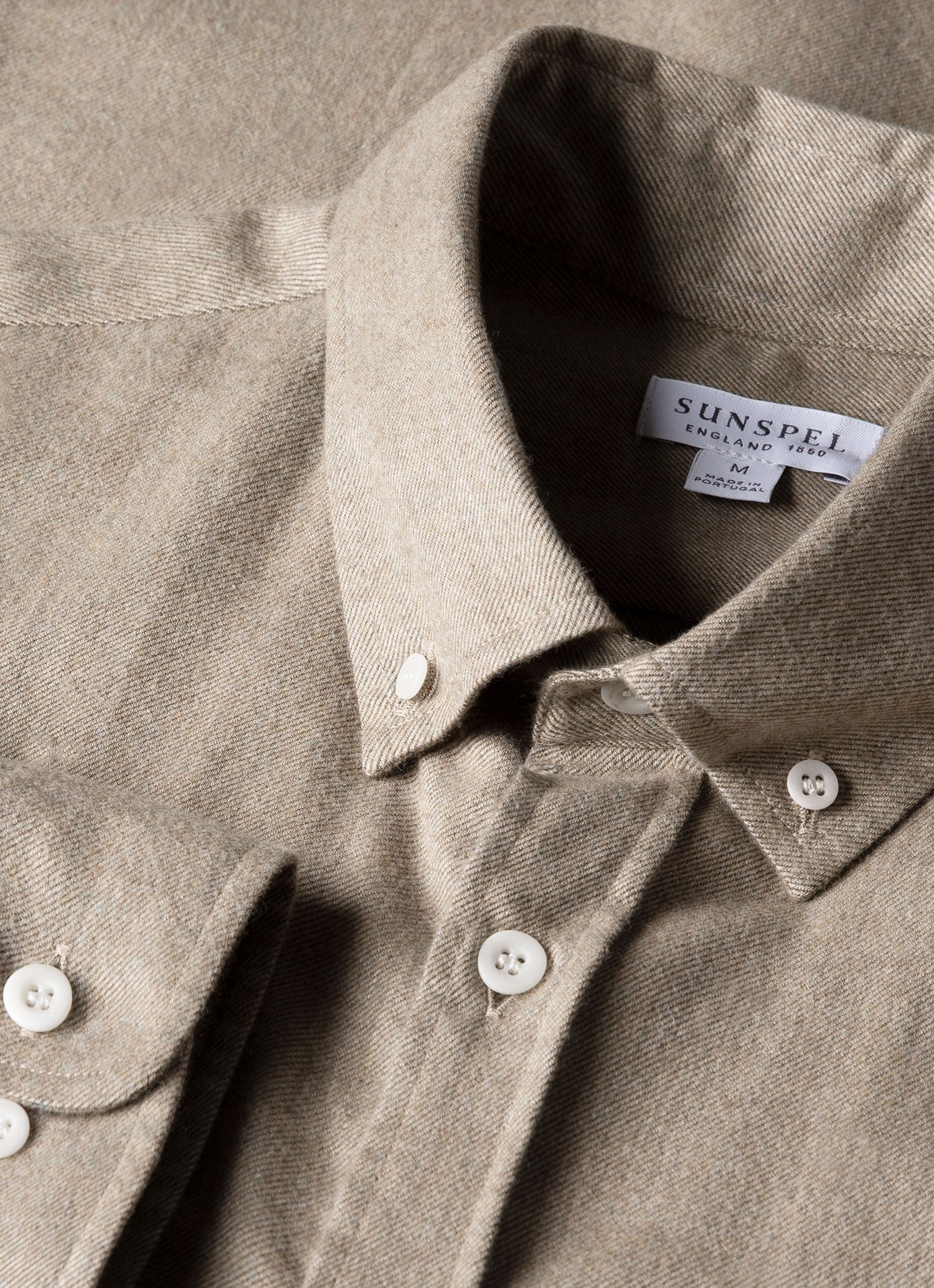 Brushed Cotton Flannel Shirt - Sandstone