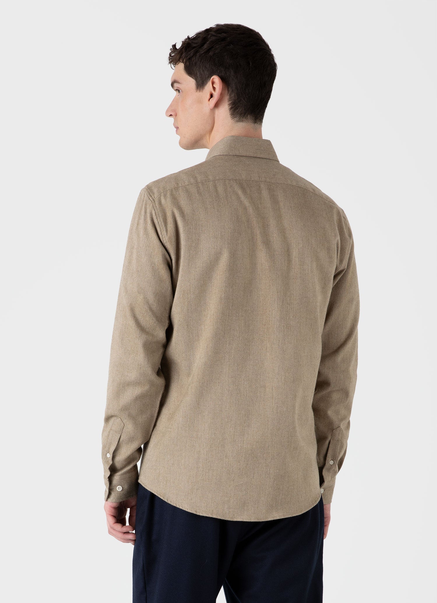 Brushed Cotton Flannel Shirt - Sandstone